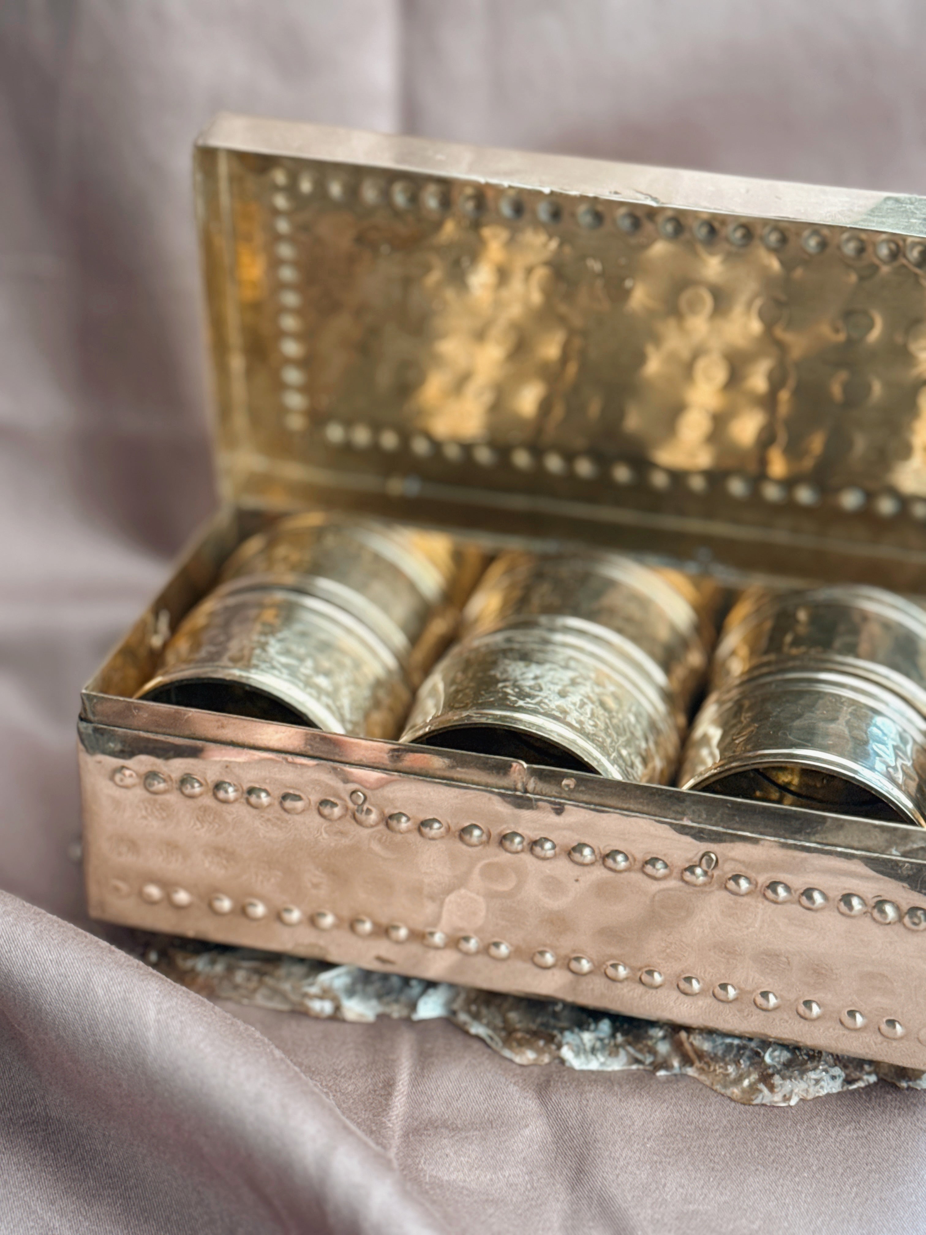 Vintage Brass Boxed Napkin Rings