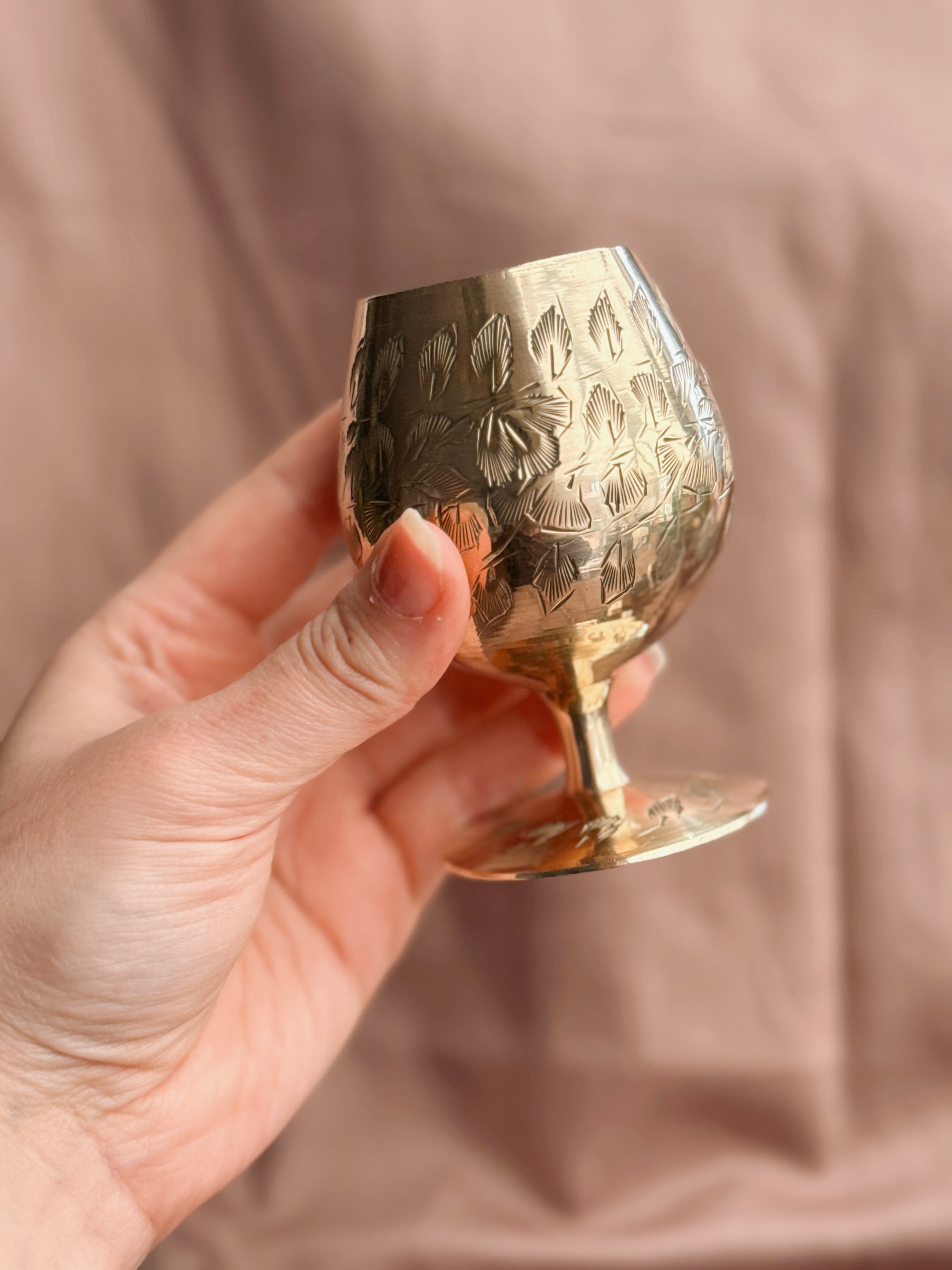 Vintage Pair of Brass Goblets