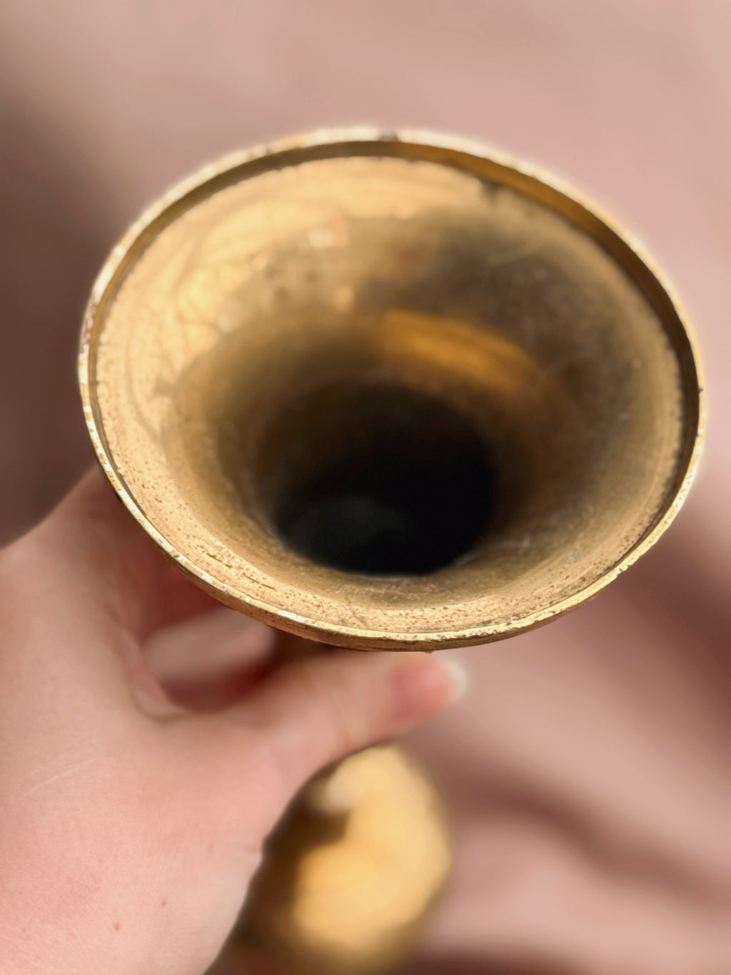 Vintage Large Brass + Enamel Vase