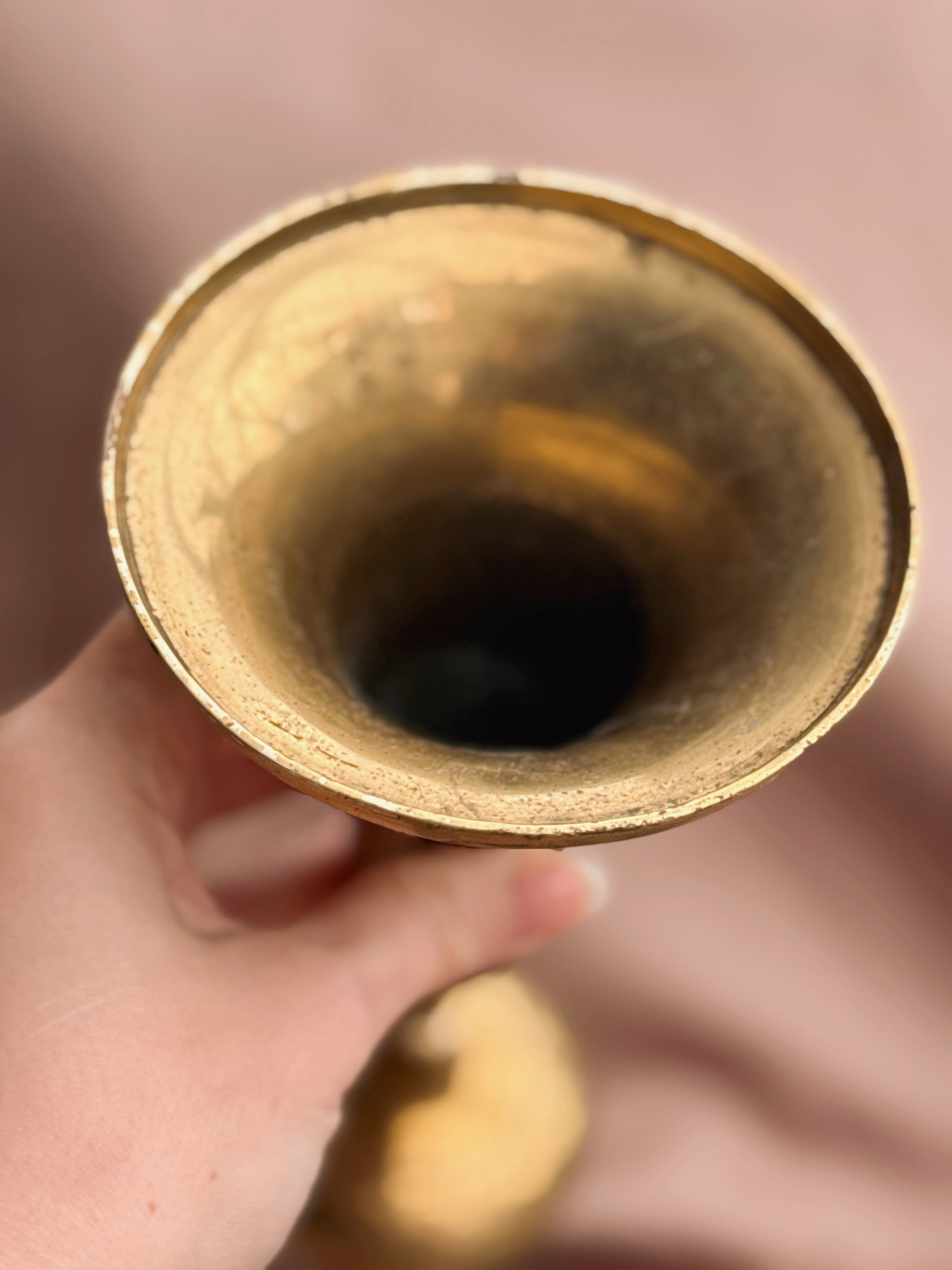 Vintage Large Brass + Enamel Vase