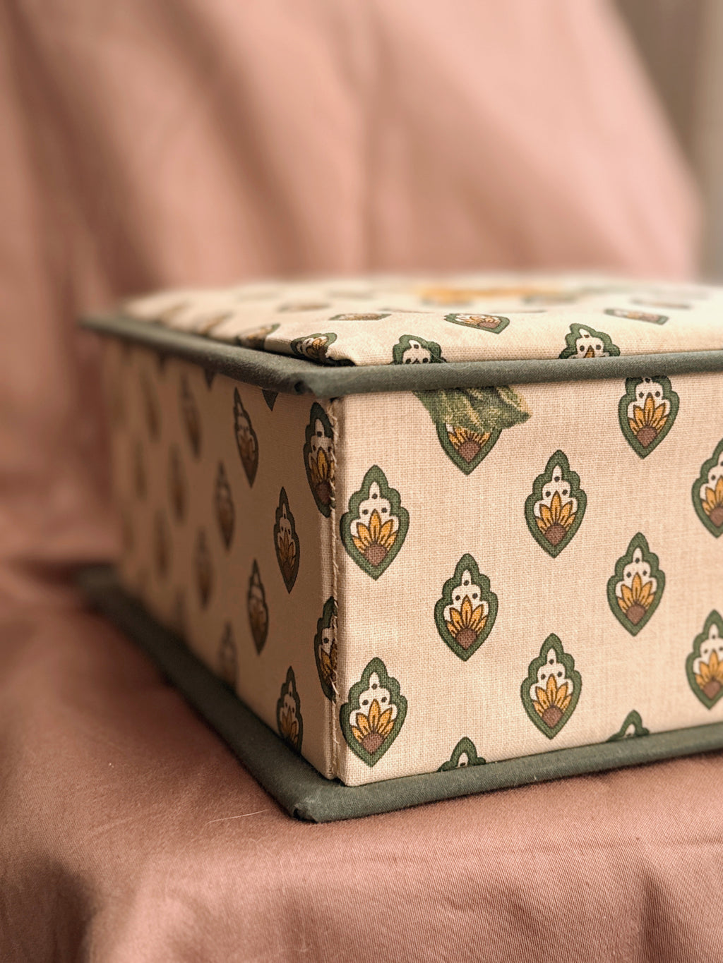 Vintage Sunflower Fabric Storage Box