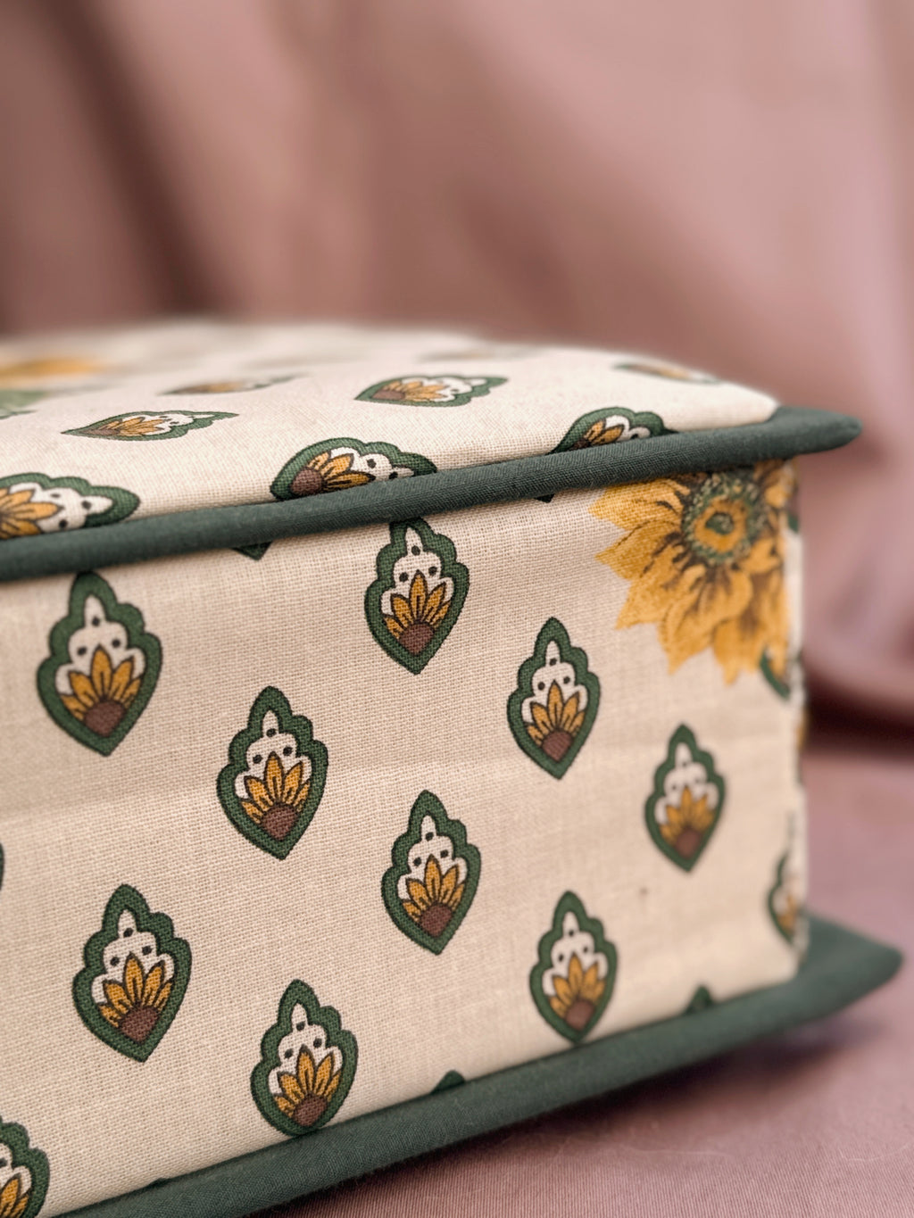 Vintage Sunflower Fabric Storage Box