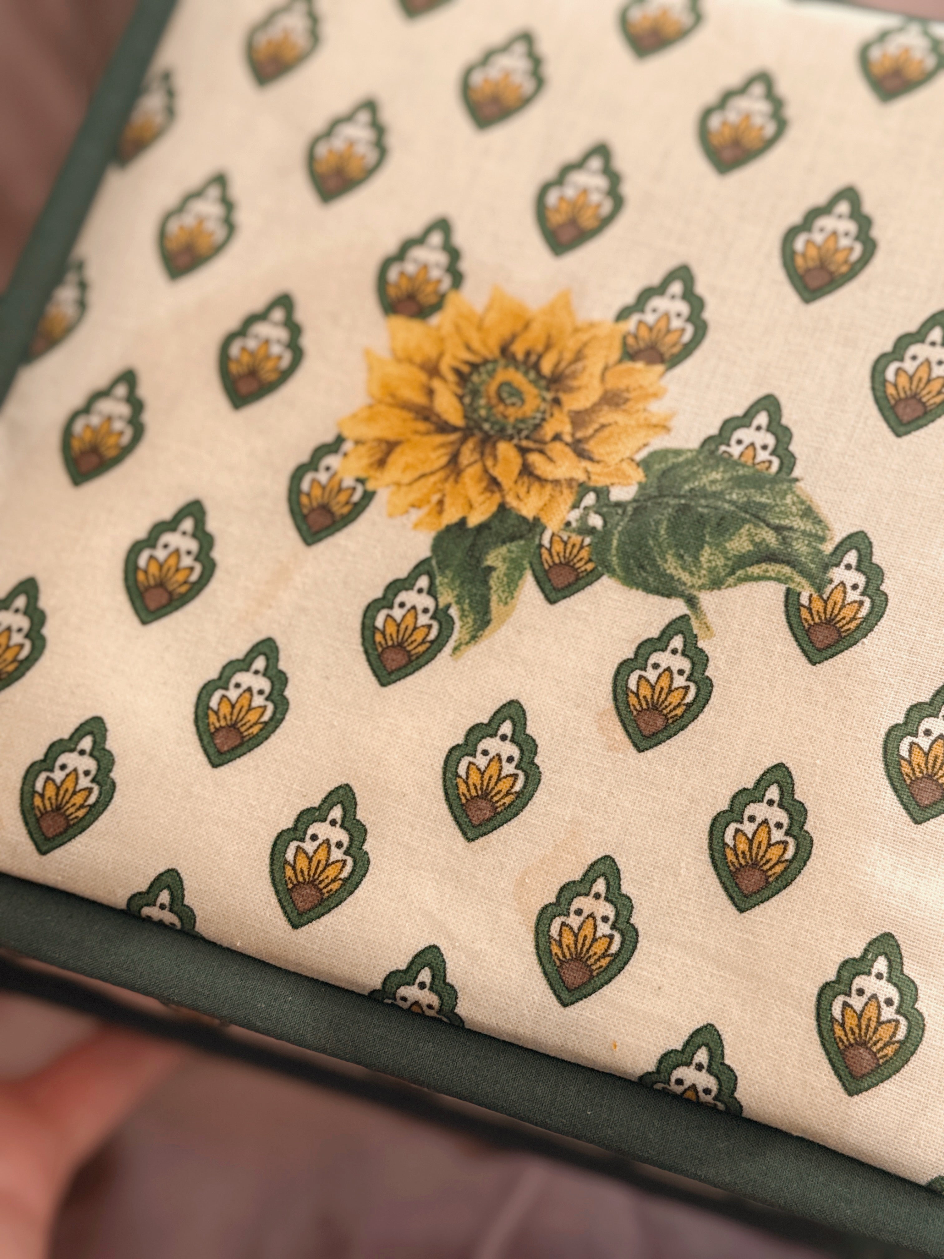 Vintage Sunflower Fabric Storage Box