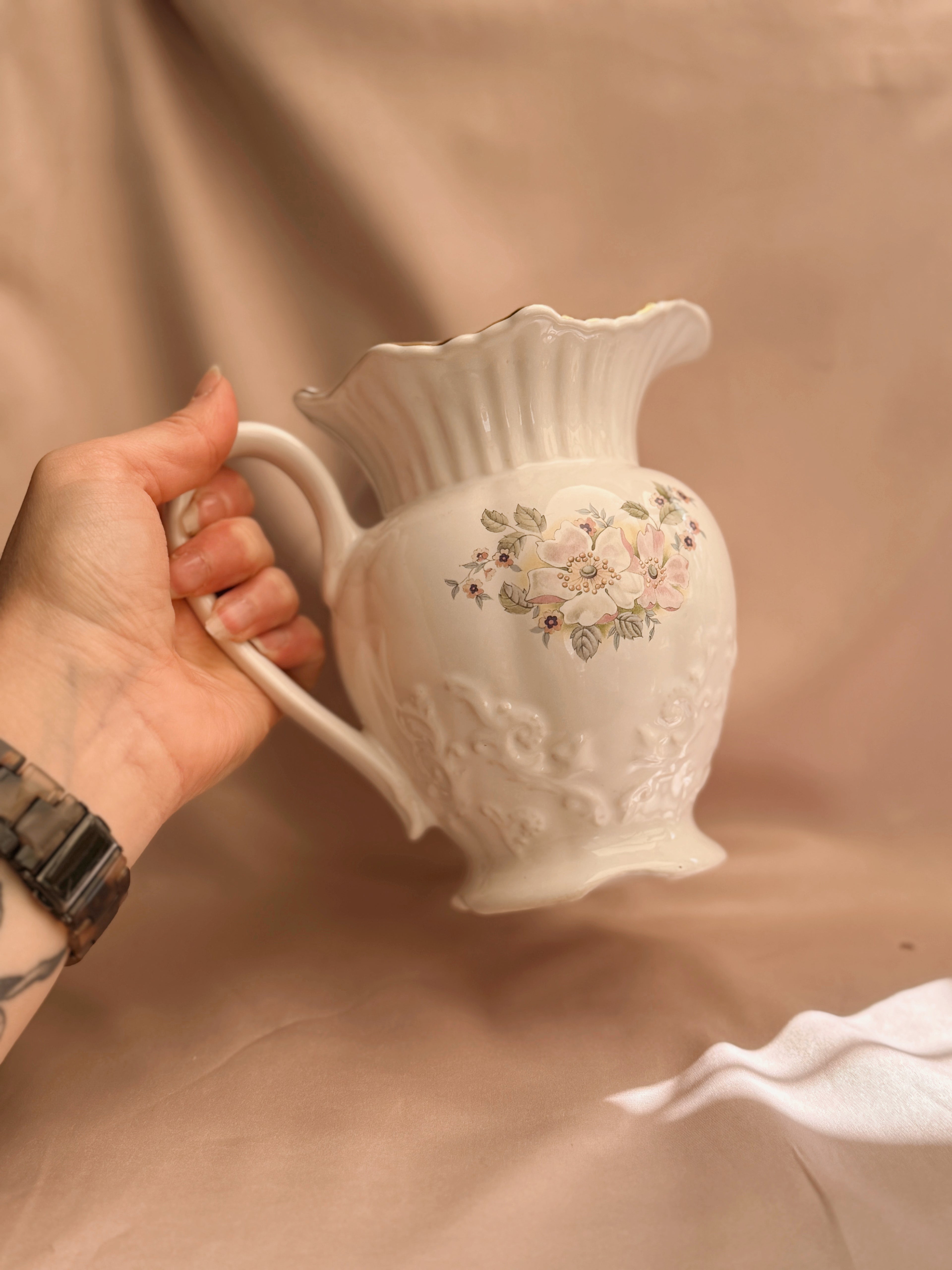 Vintage Ceramic Floral Large Jug