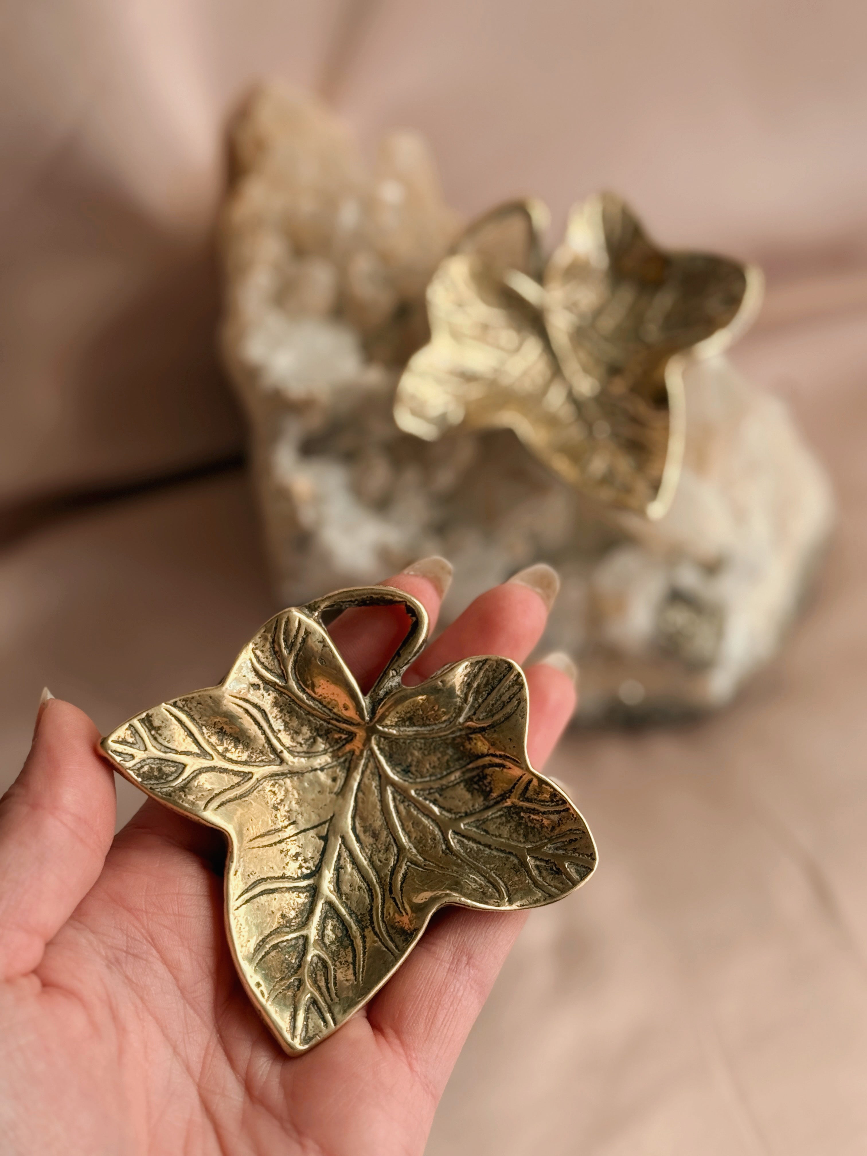 Vintage Brass Leaf Trinket Dish