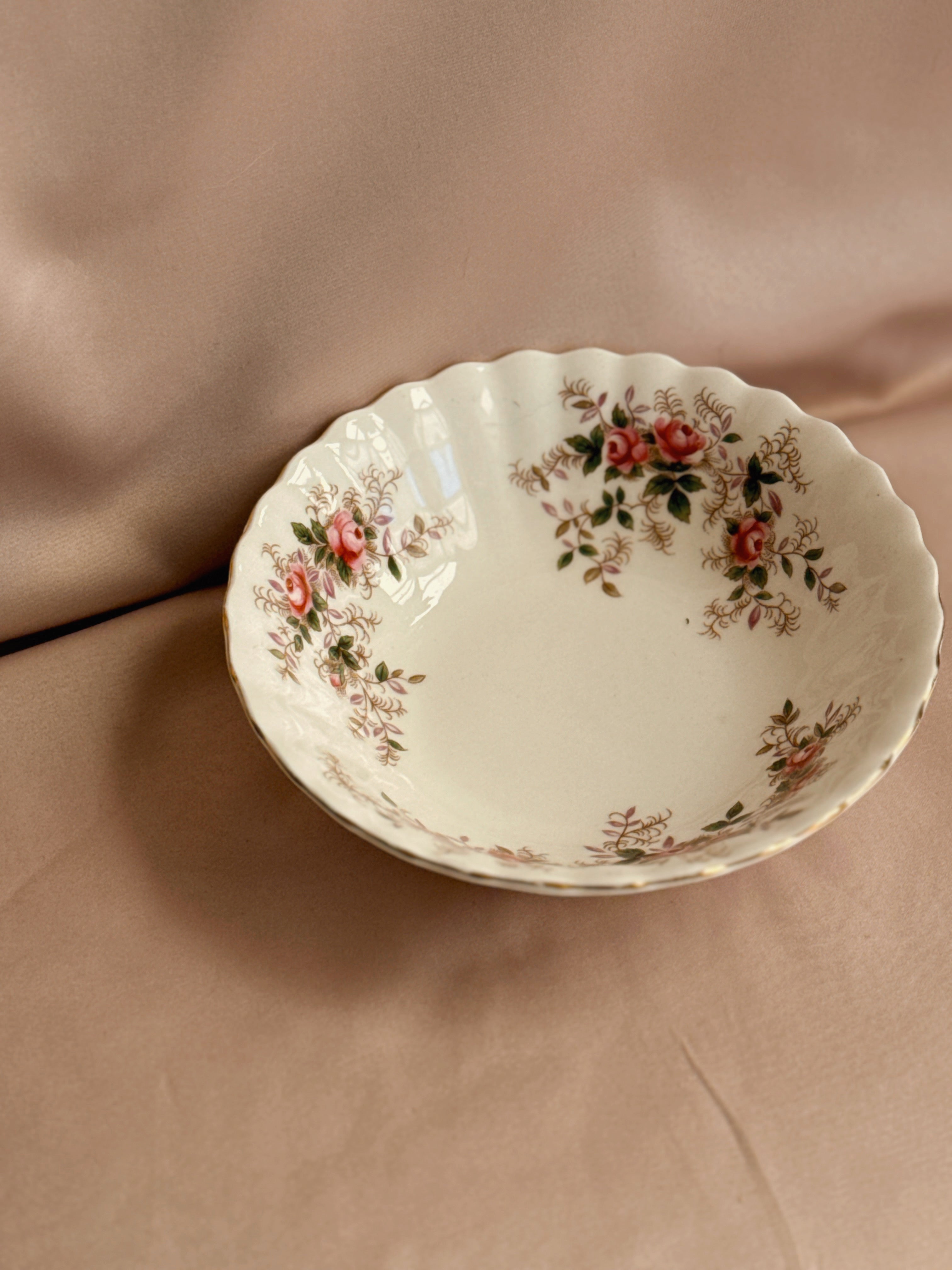 Vintage Floral China Trinket Bowl