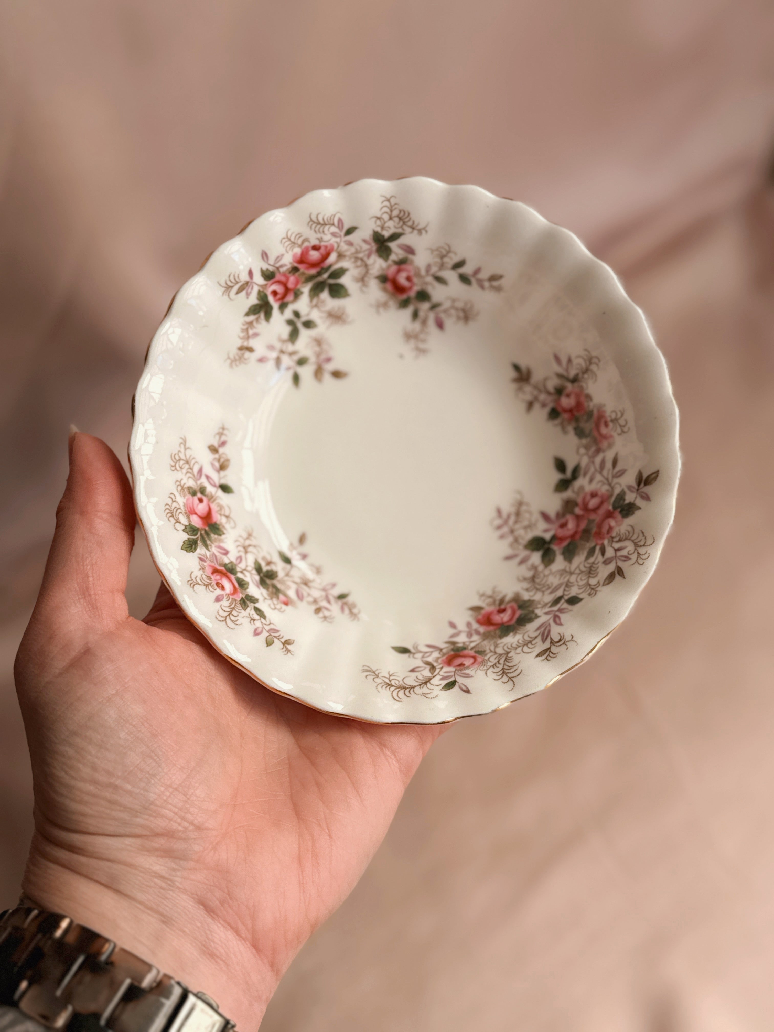 Vintage Floral China Trinket Bowl