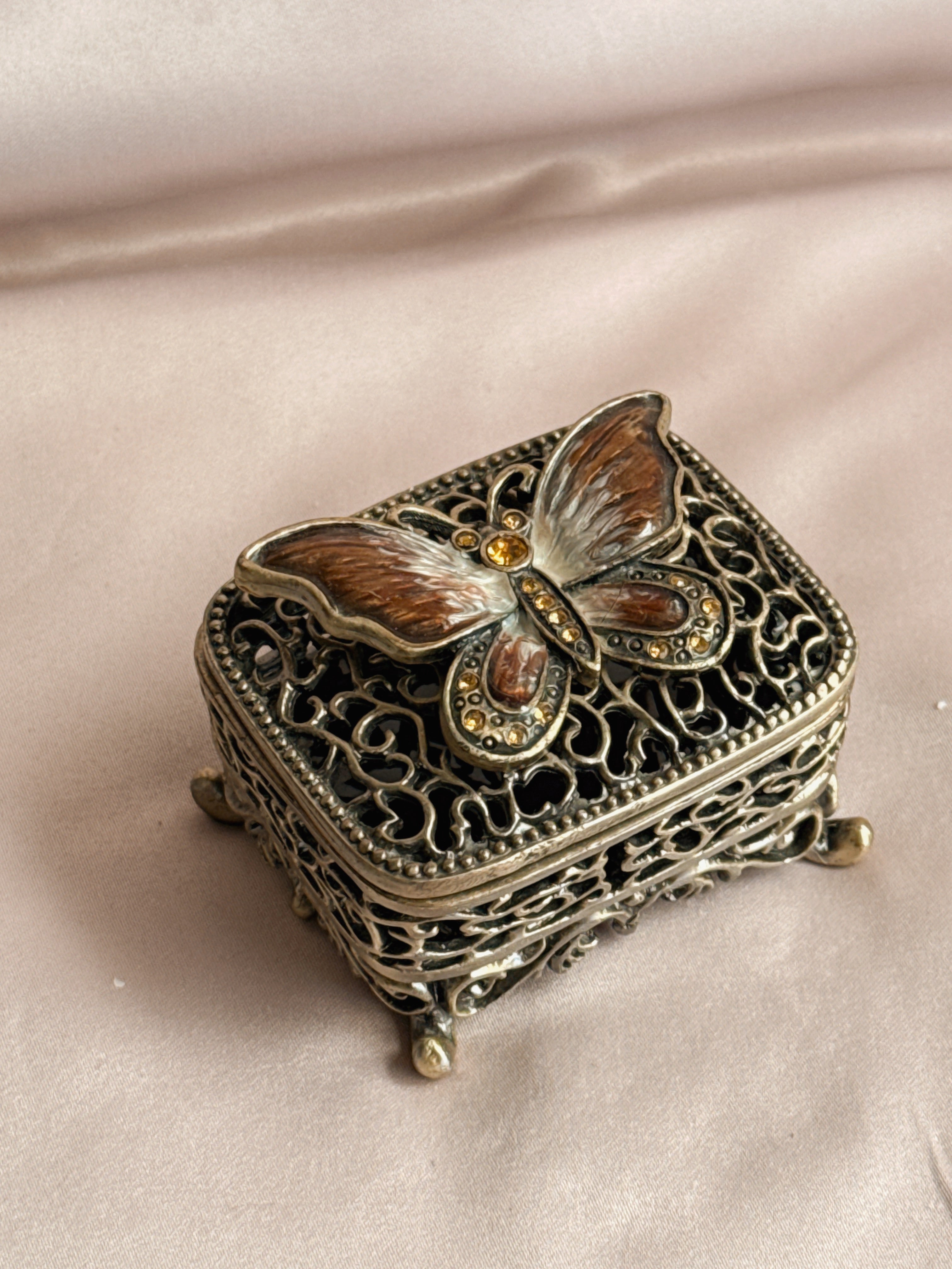 Vintage Butterfly Trinket Box