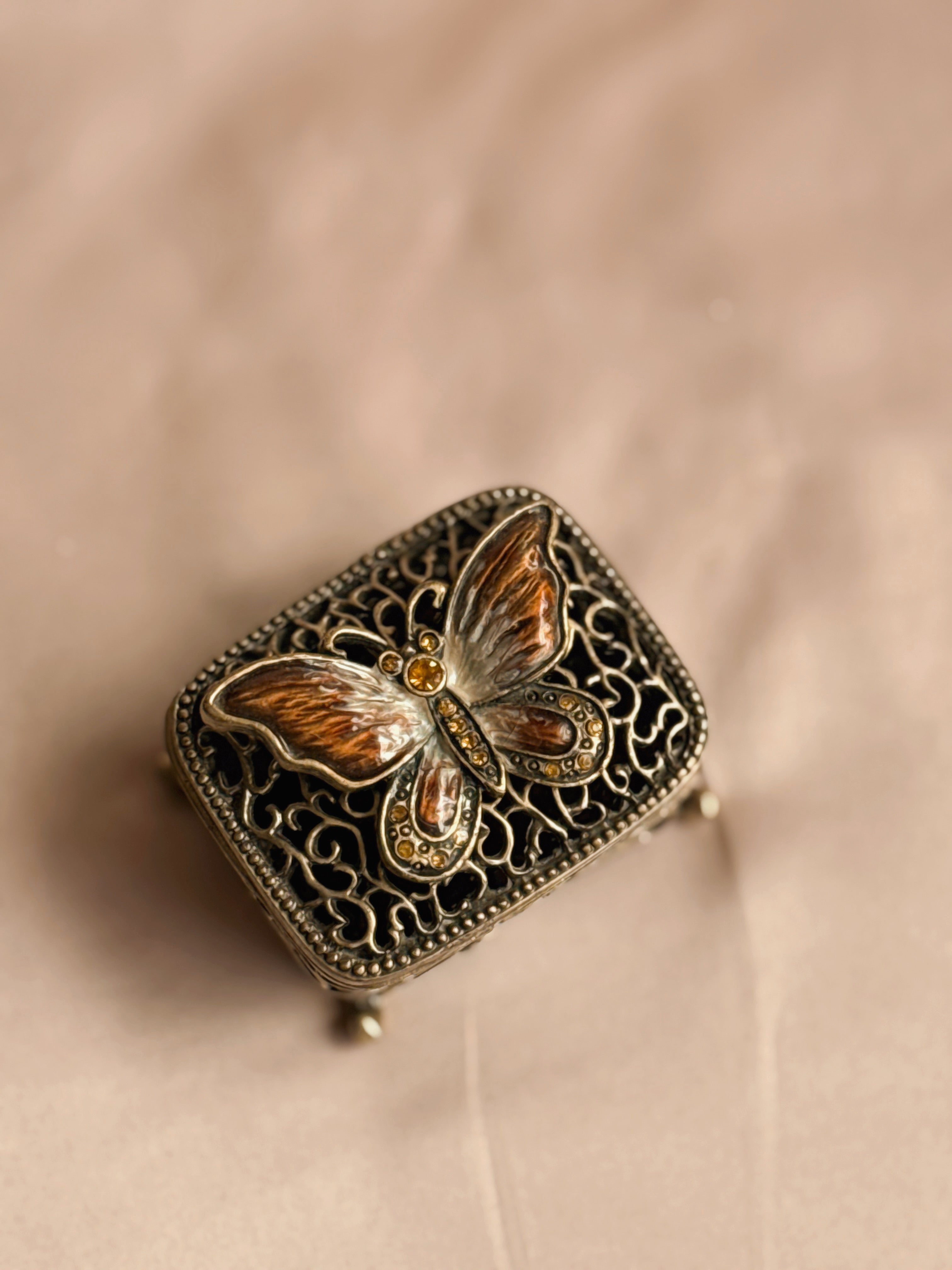 Vintage Butterfly Trinket Box