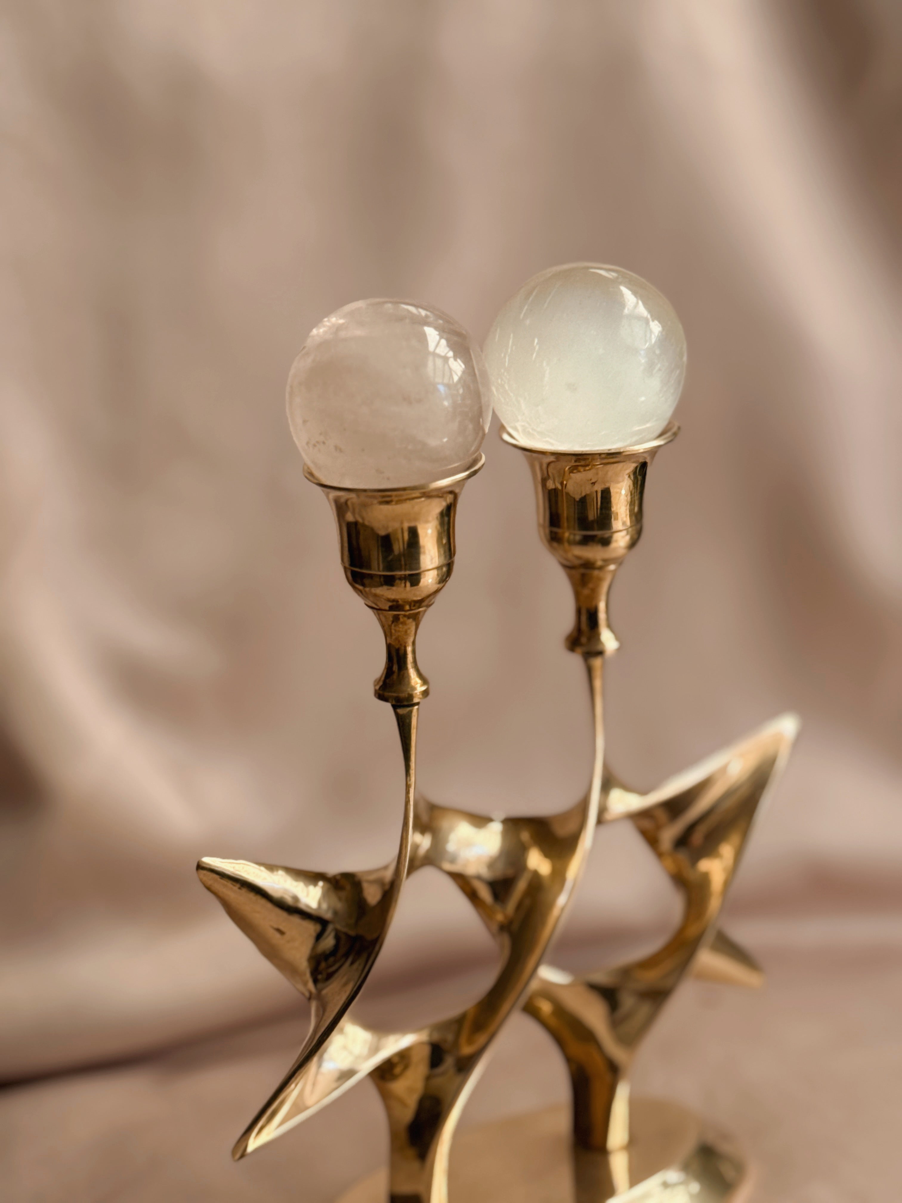 Vintage Brass Star Candlestick Holder