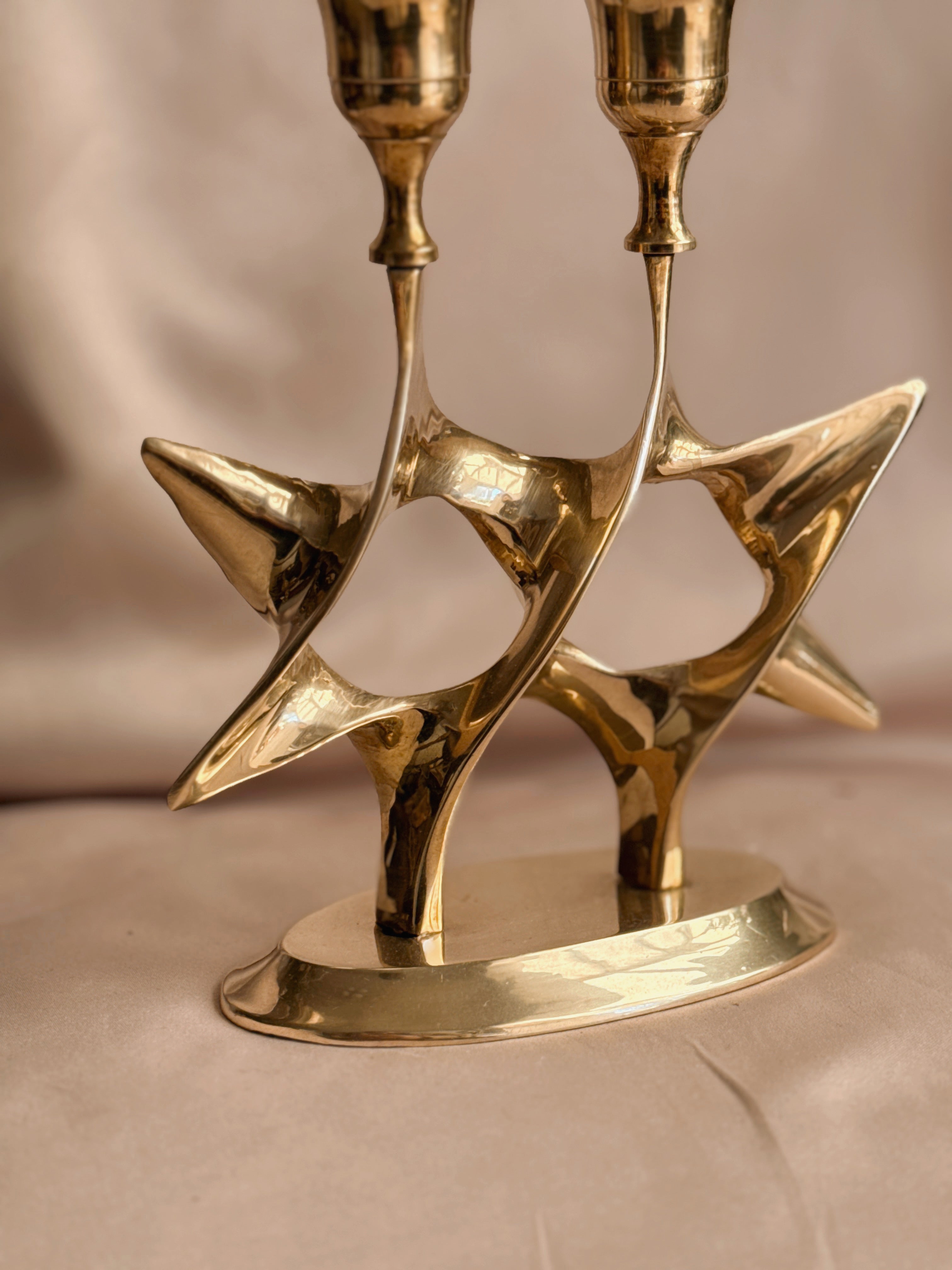 Vintage Brass Star Candlestick Holder