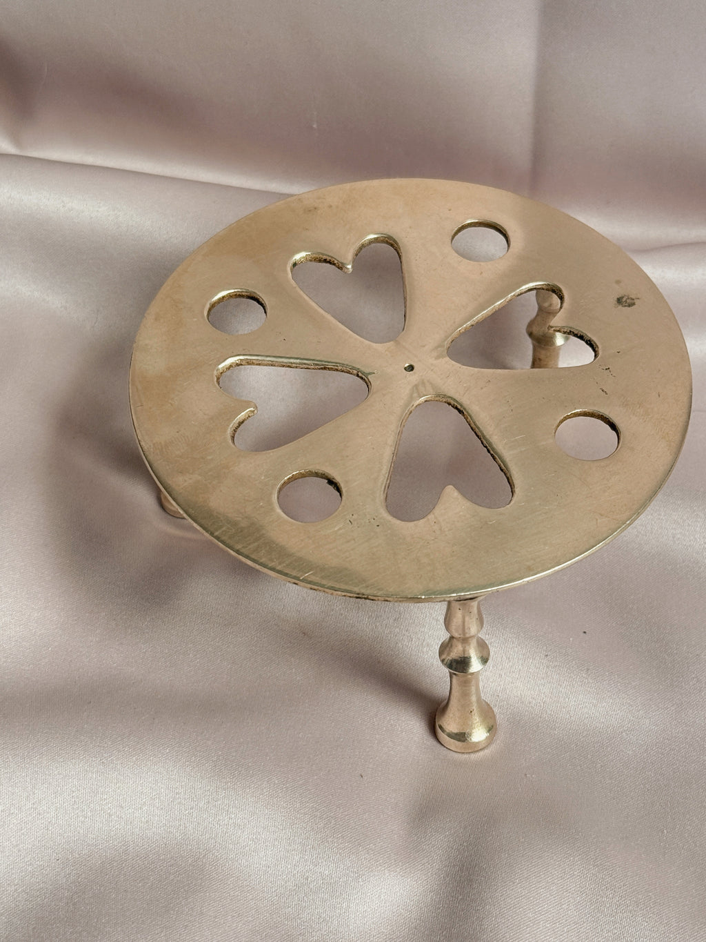 Vintage Brass Heart Trivet Stand