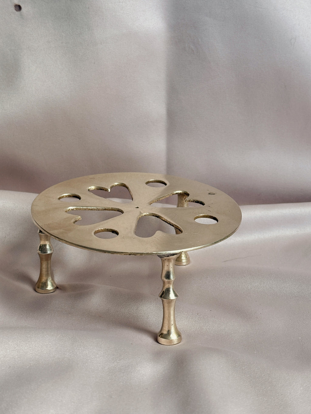 Vintage Brass Heart Trivet Stand