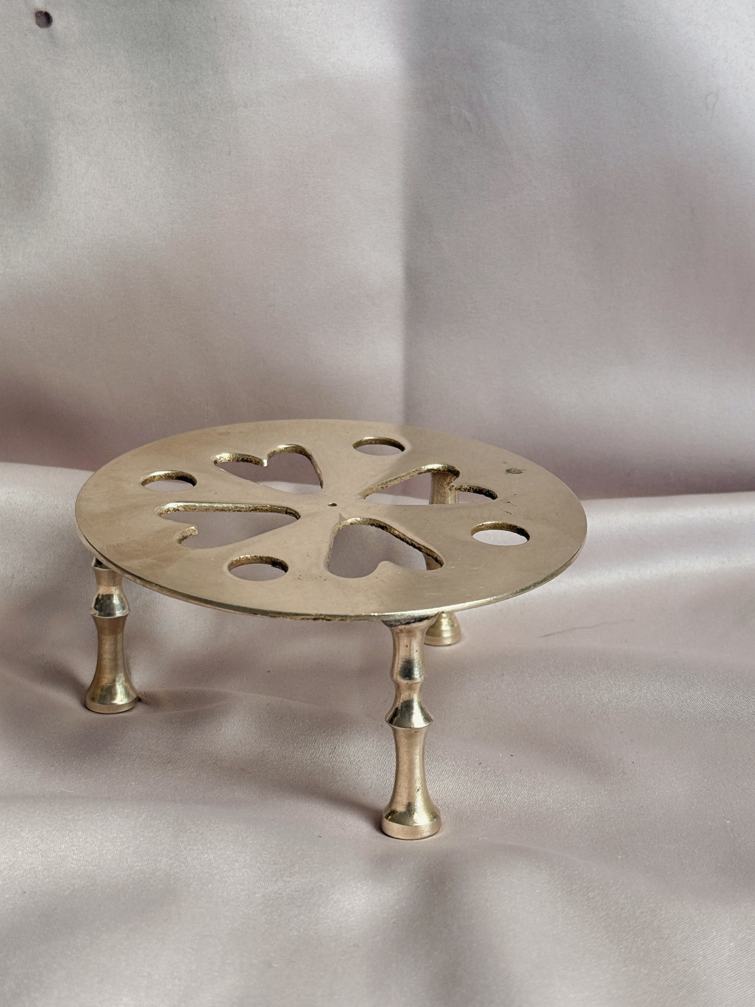 Vintage Brass Heart Trivet Stand