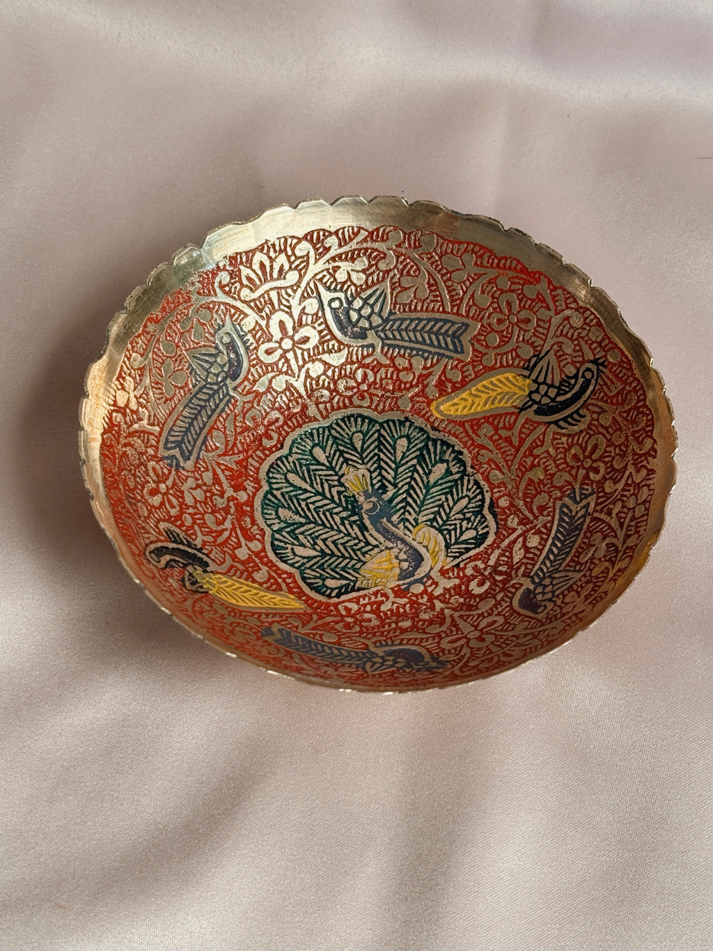 Vintage Brass + Enamel Trinket Bowl