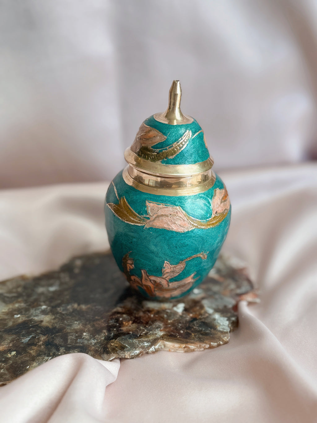 Vintage Brass + Enamel Canister