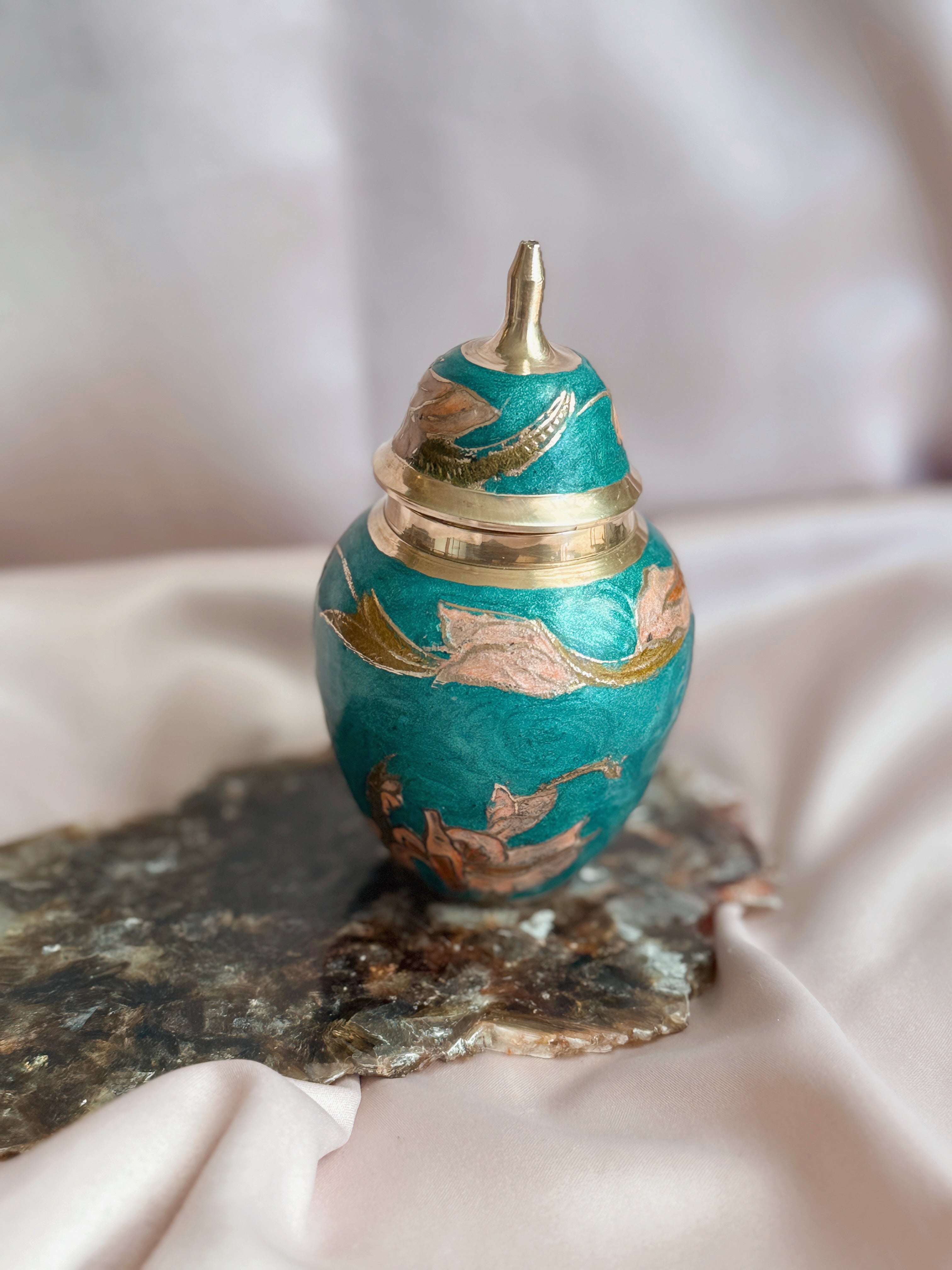 Vintage Brass + Enamel Canister