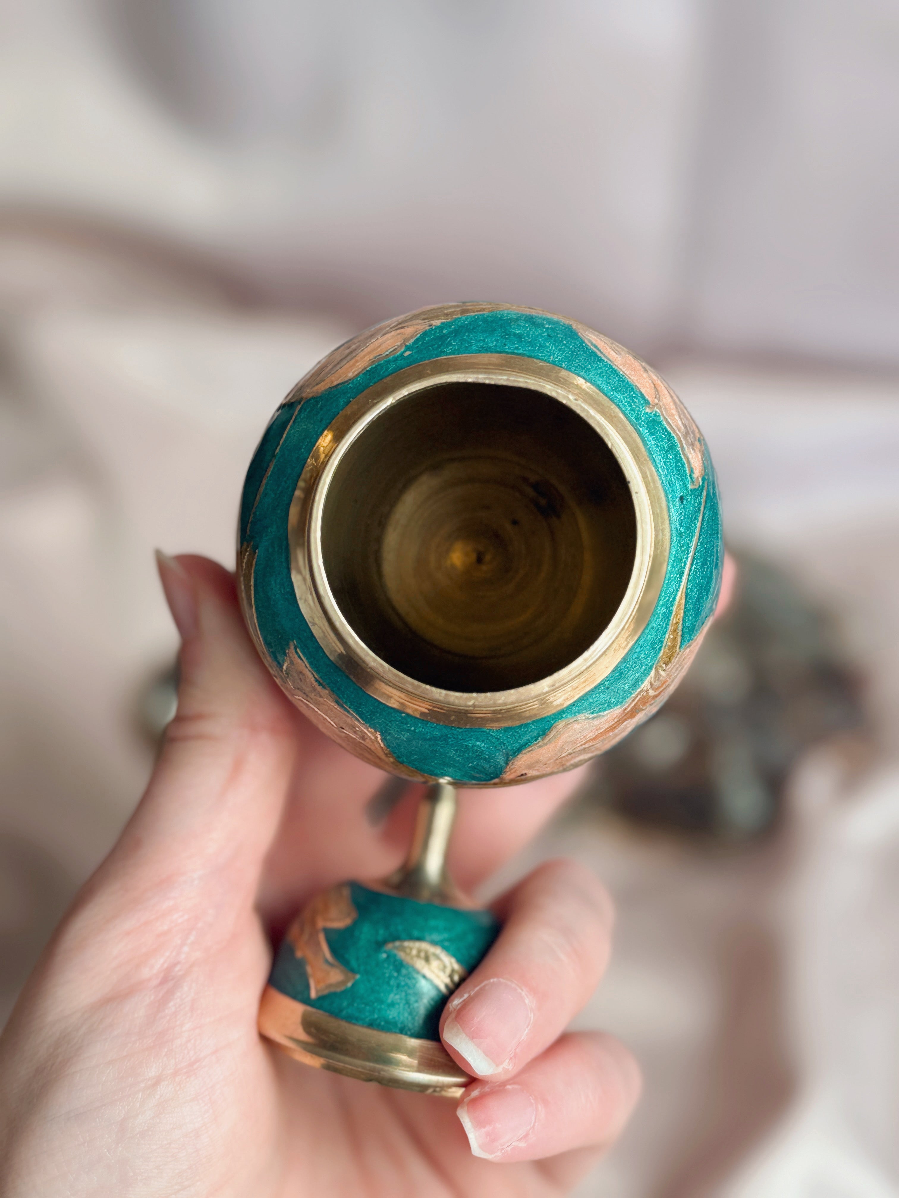 Vintage Brass + Enamel Canister