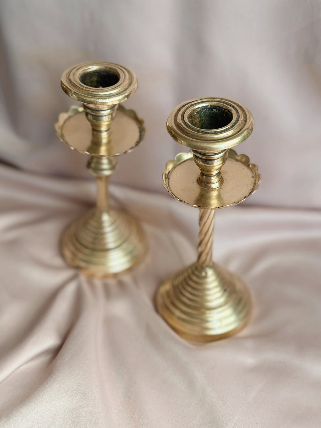 Vintage Brass Pair of Candlestick Holders