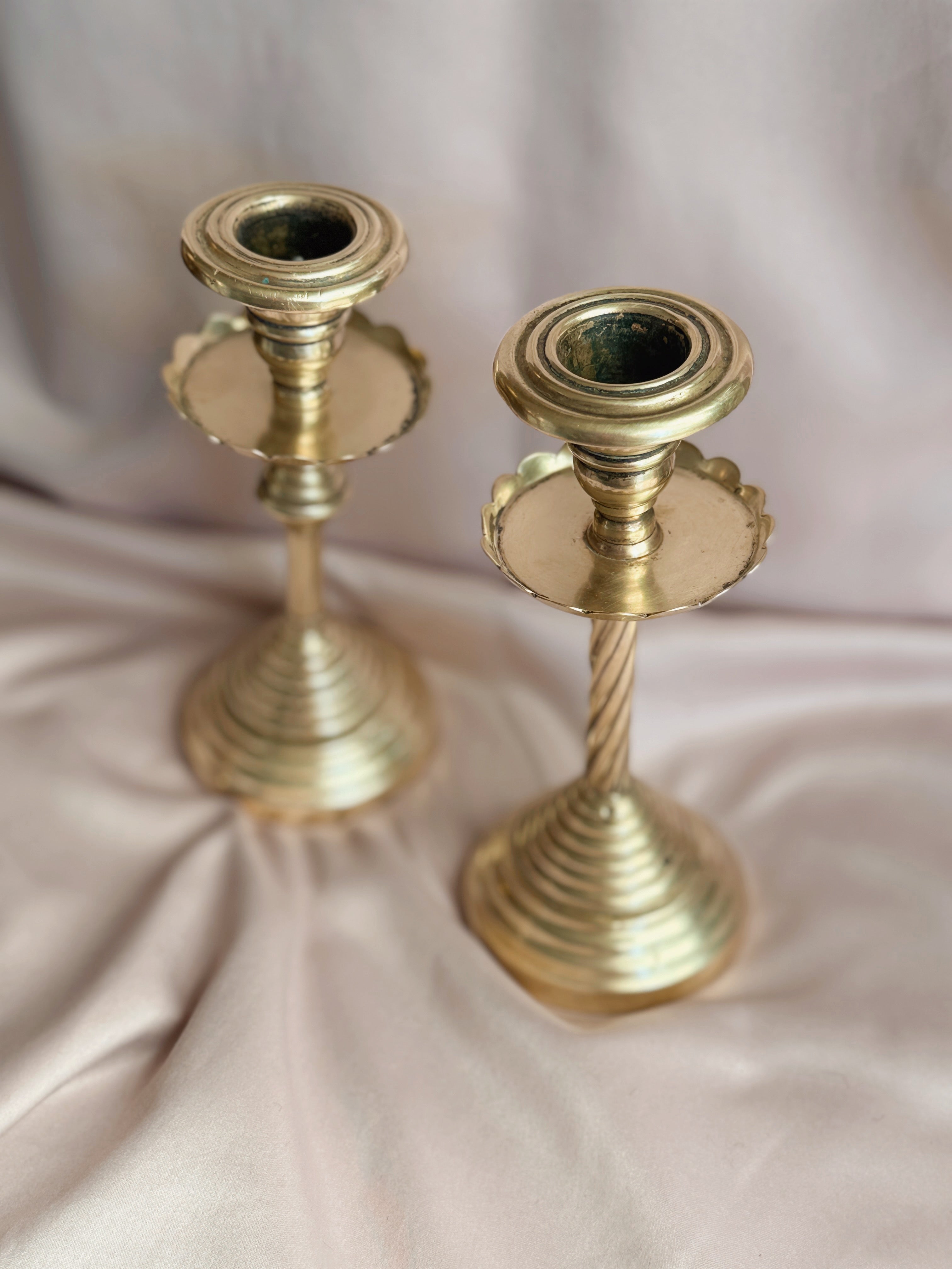 Vintage Brass Pair of Candlestick Holders