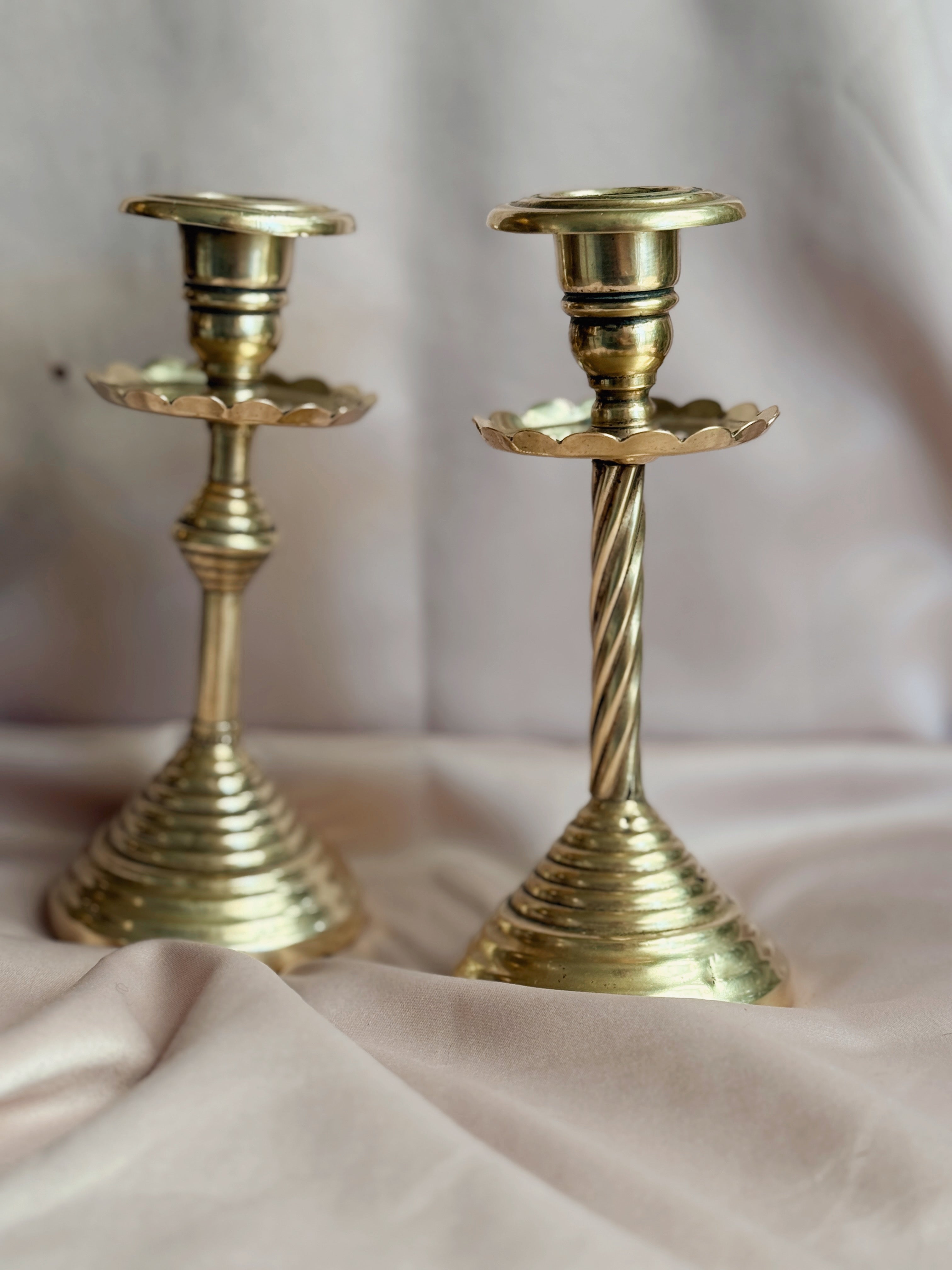 Vintage Brass Pair of Candlestick Holders