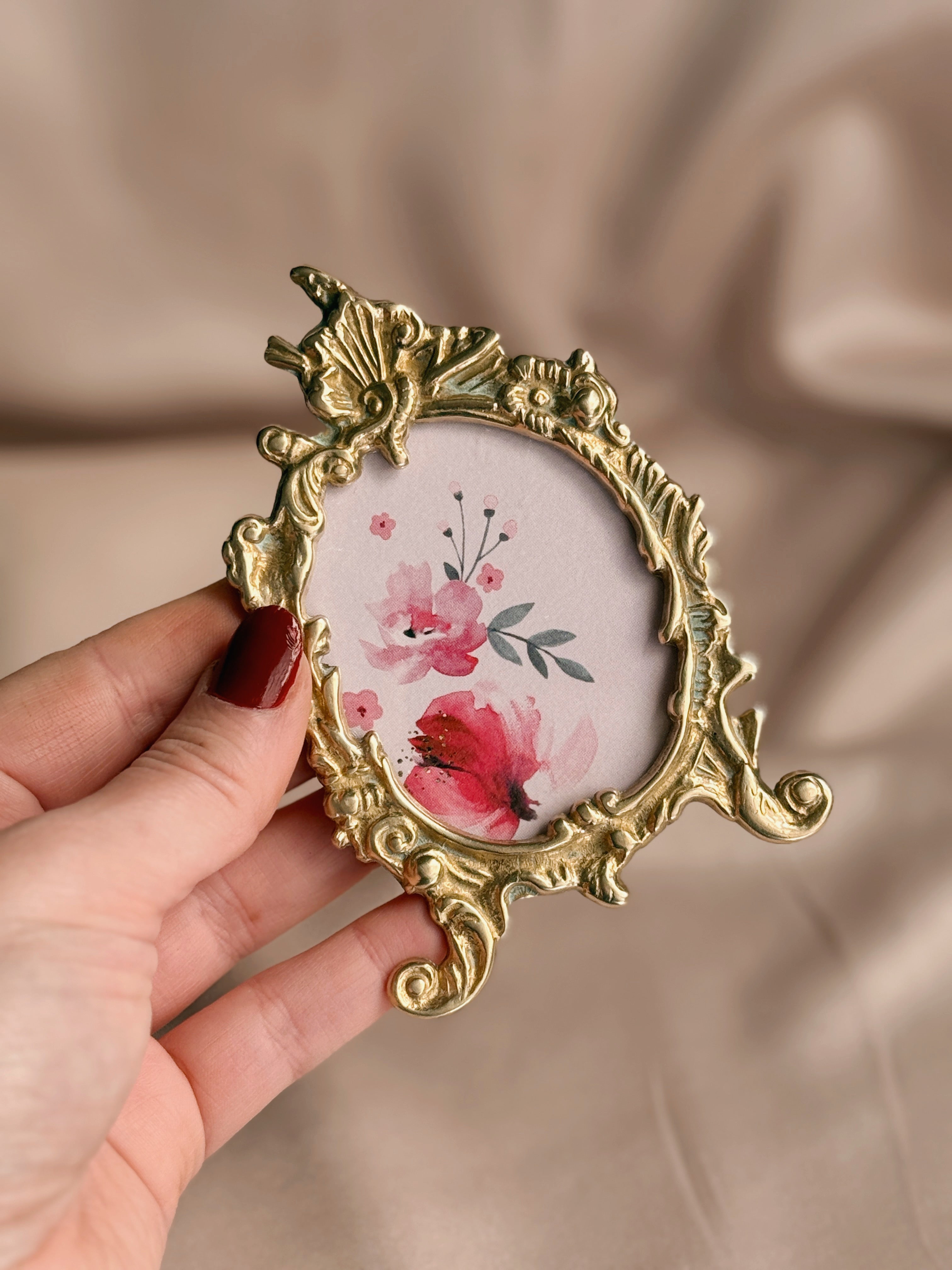 Vintage Small Brass Rococo Frame