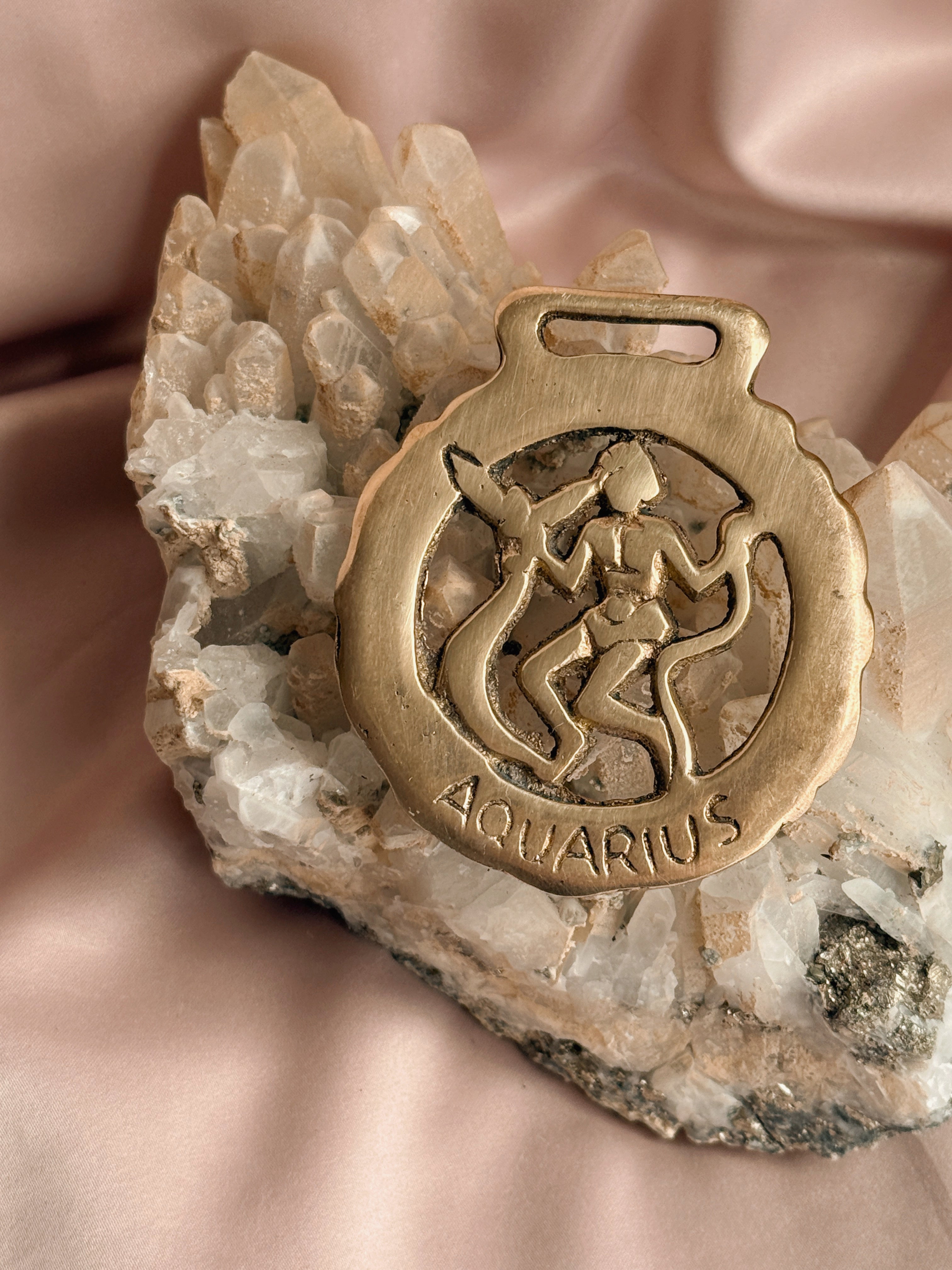 Vintage Brass Aquarius Medallion No.1