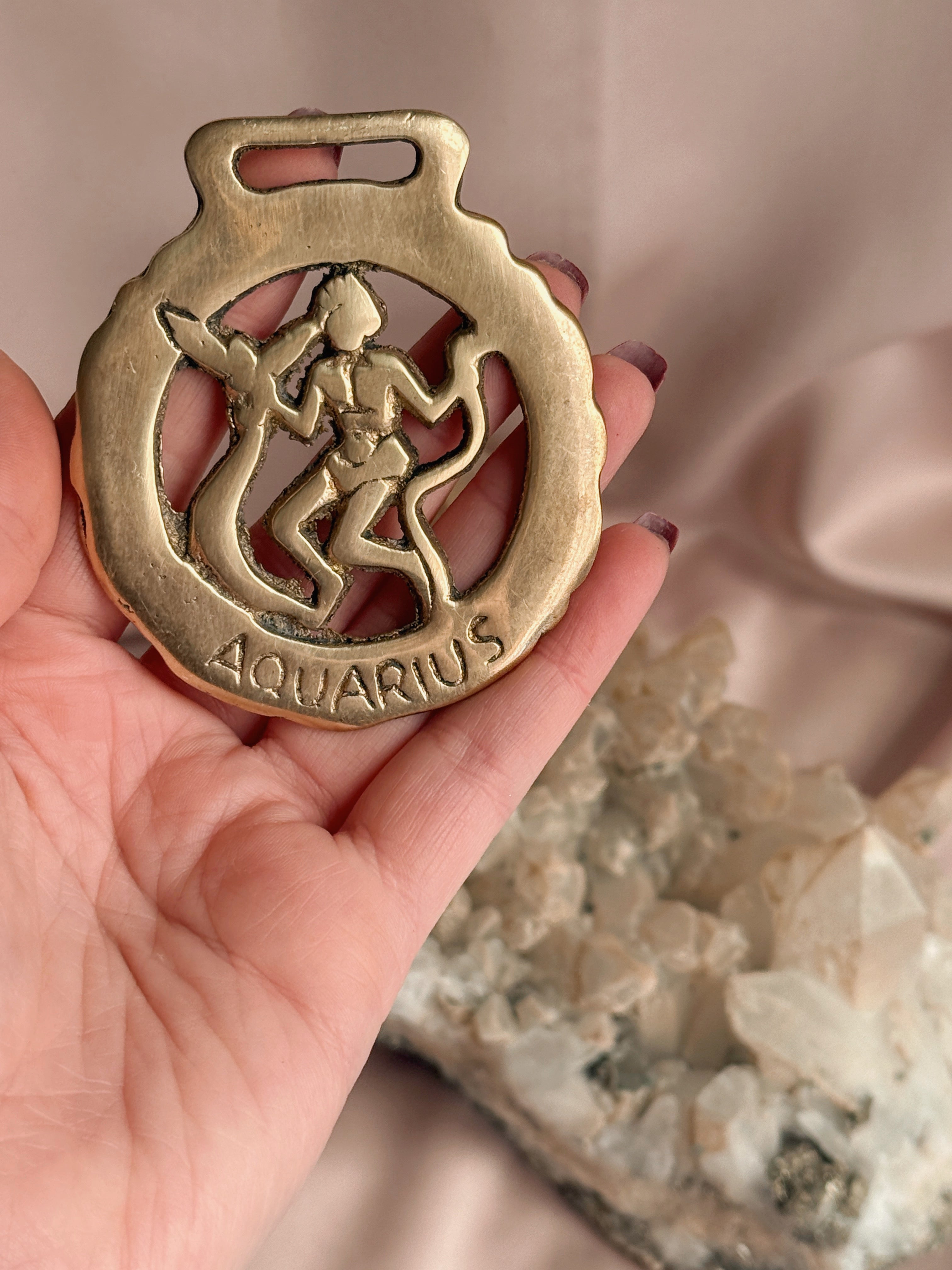 Vintage Brass Aquarius Medallion No.1