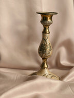 Vintage Brass + Enamel Candlestick Holder