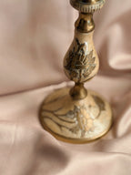 Vintage Brass + Enamel Candlestick Holder