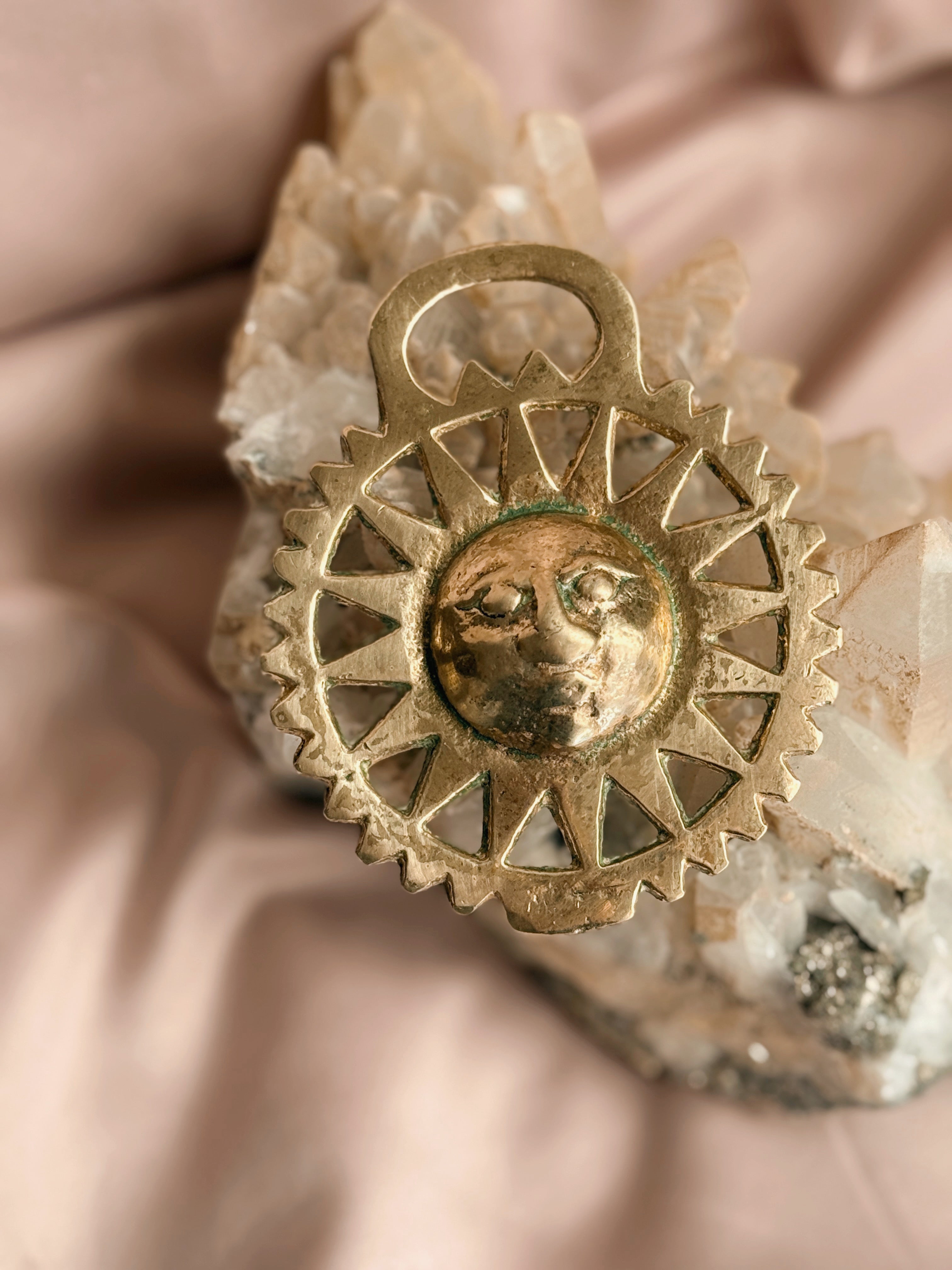 Vintage Brass Sun Medallion