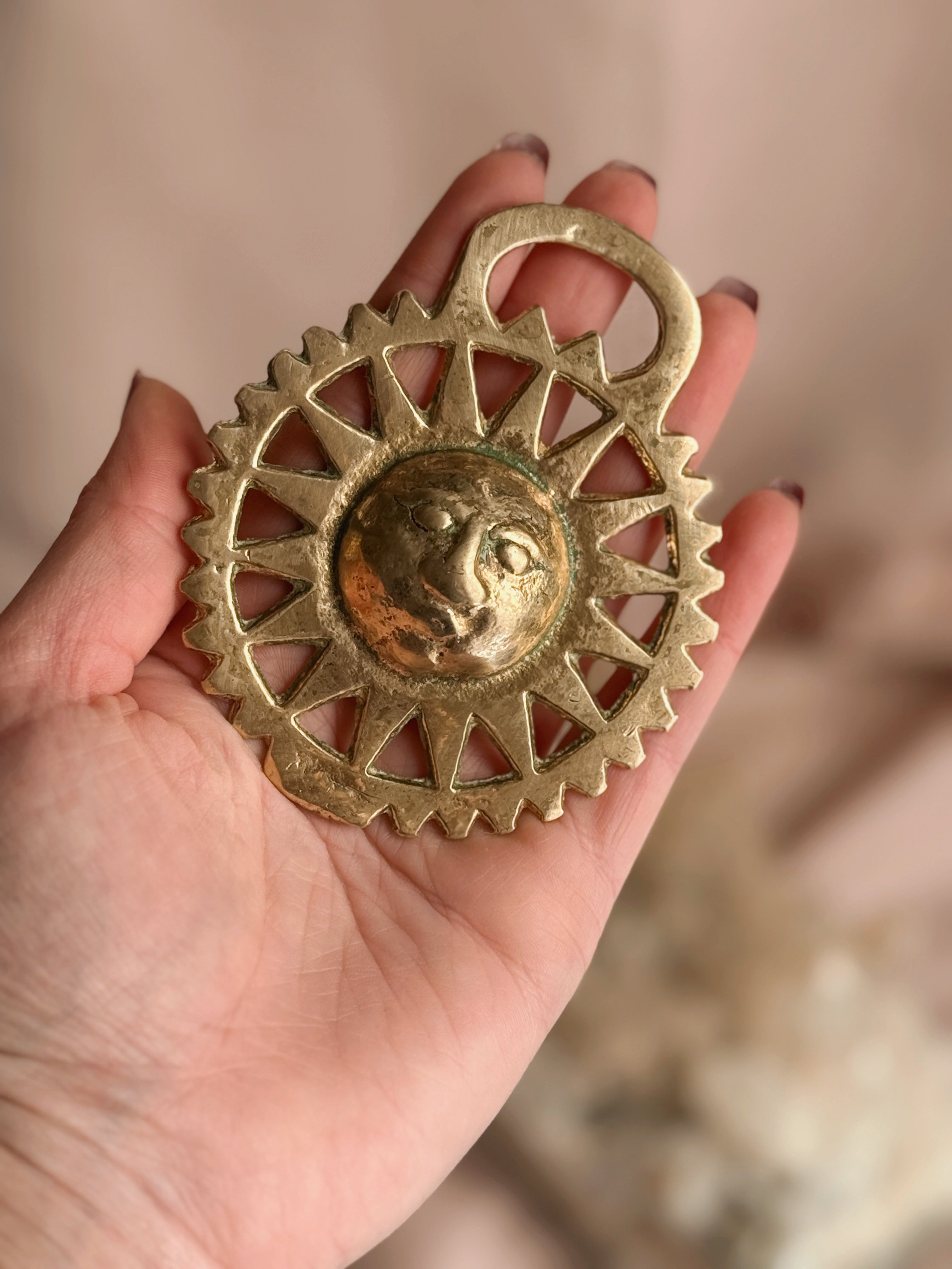 Vintage Brass Sun Medallion