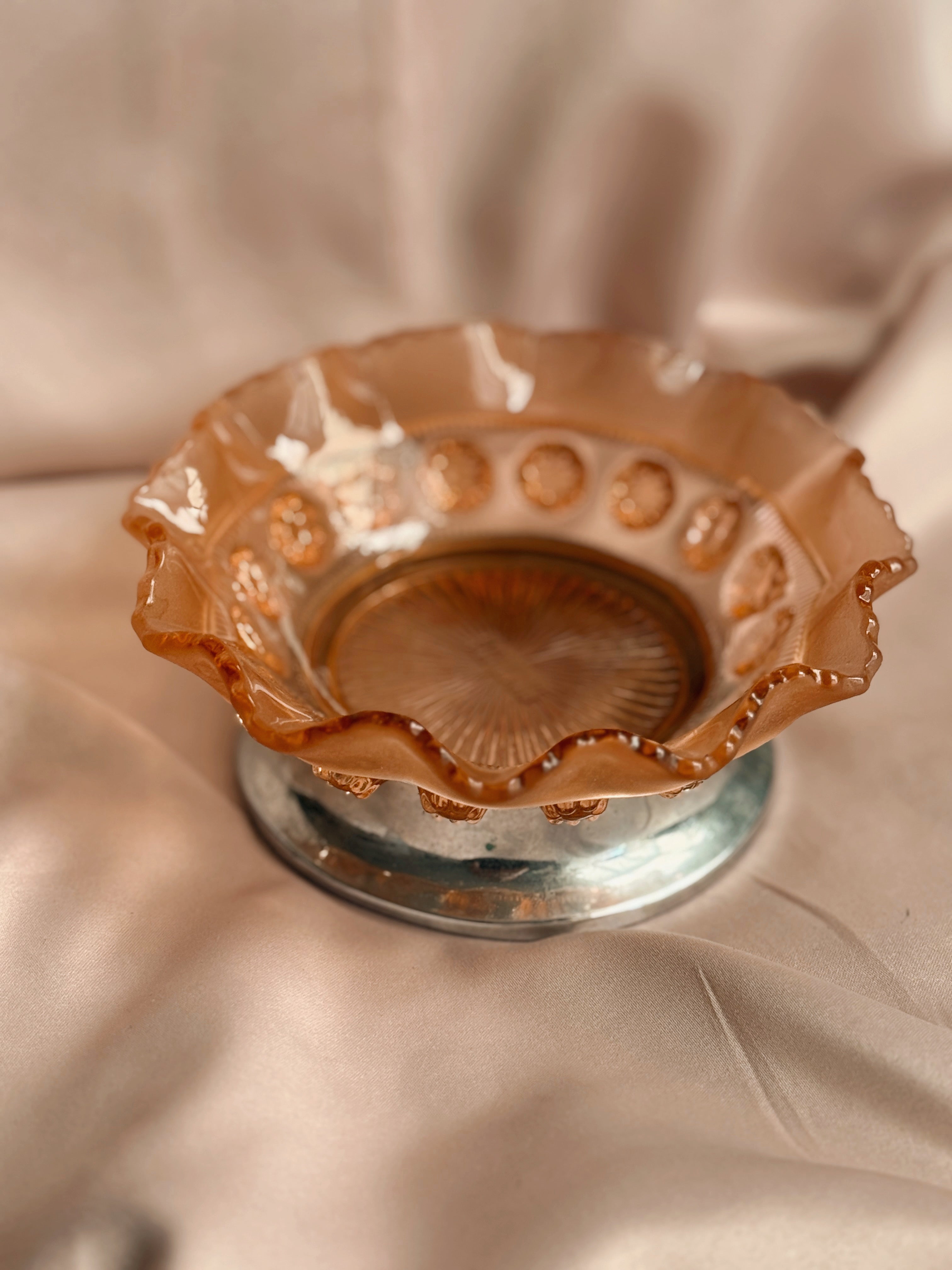 Vintage Pink Glass Trinket Dish
