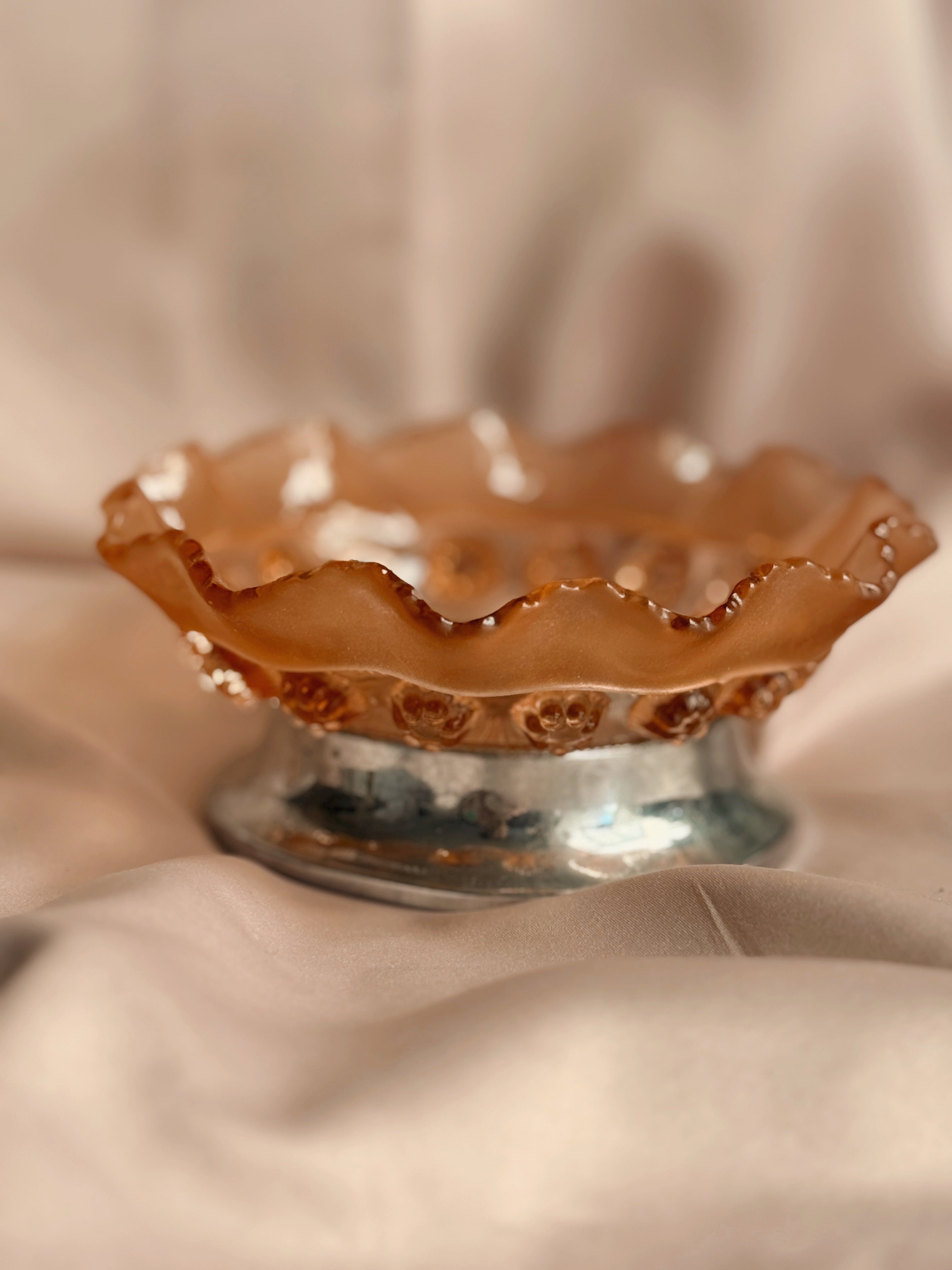 Vintage Pink Glass Trinket Dish