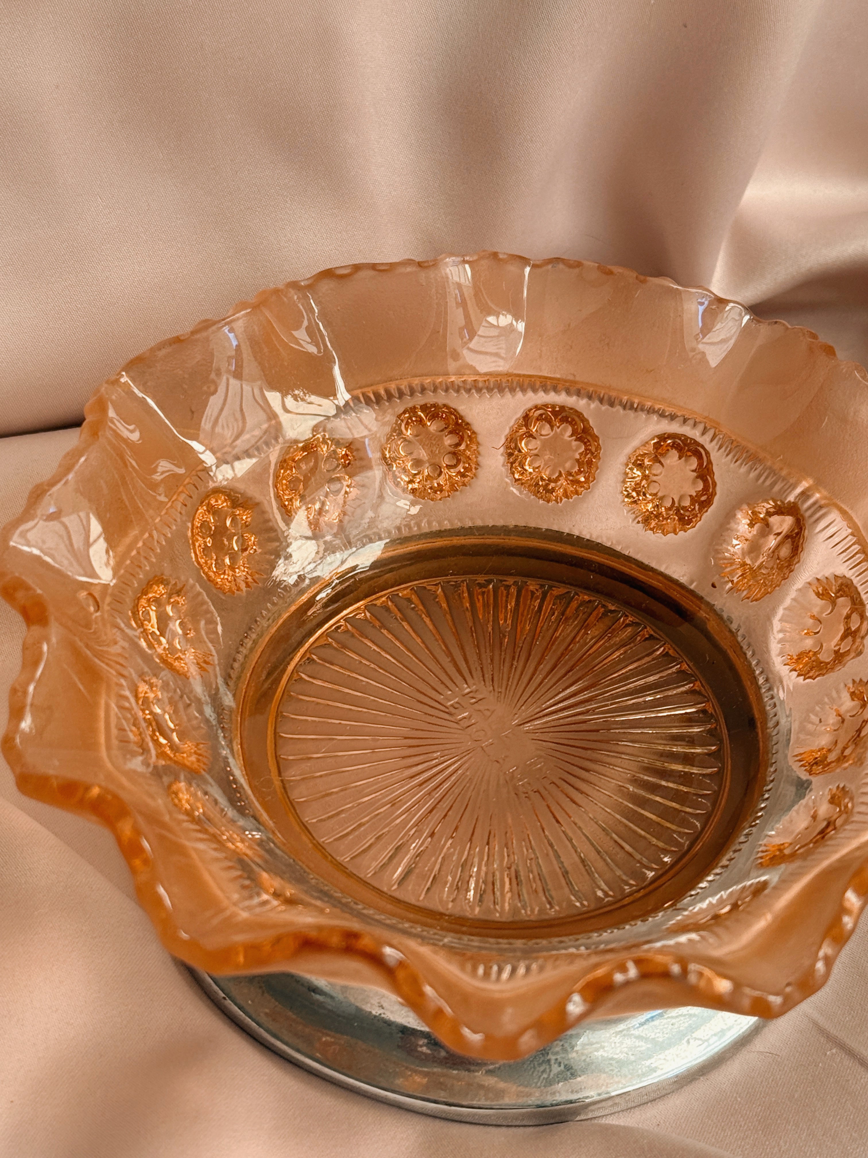 Vintage Pink Glass Trinket Dish
