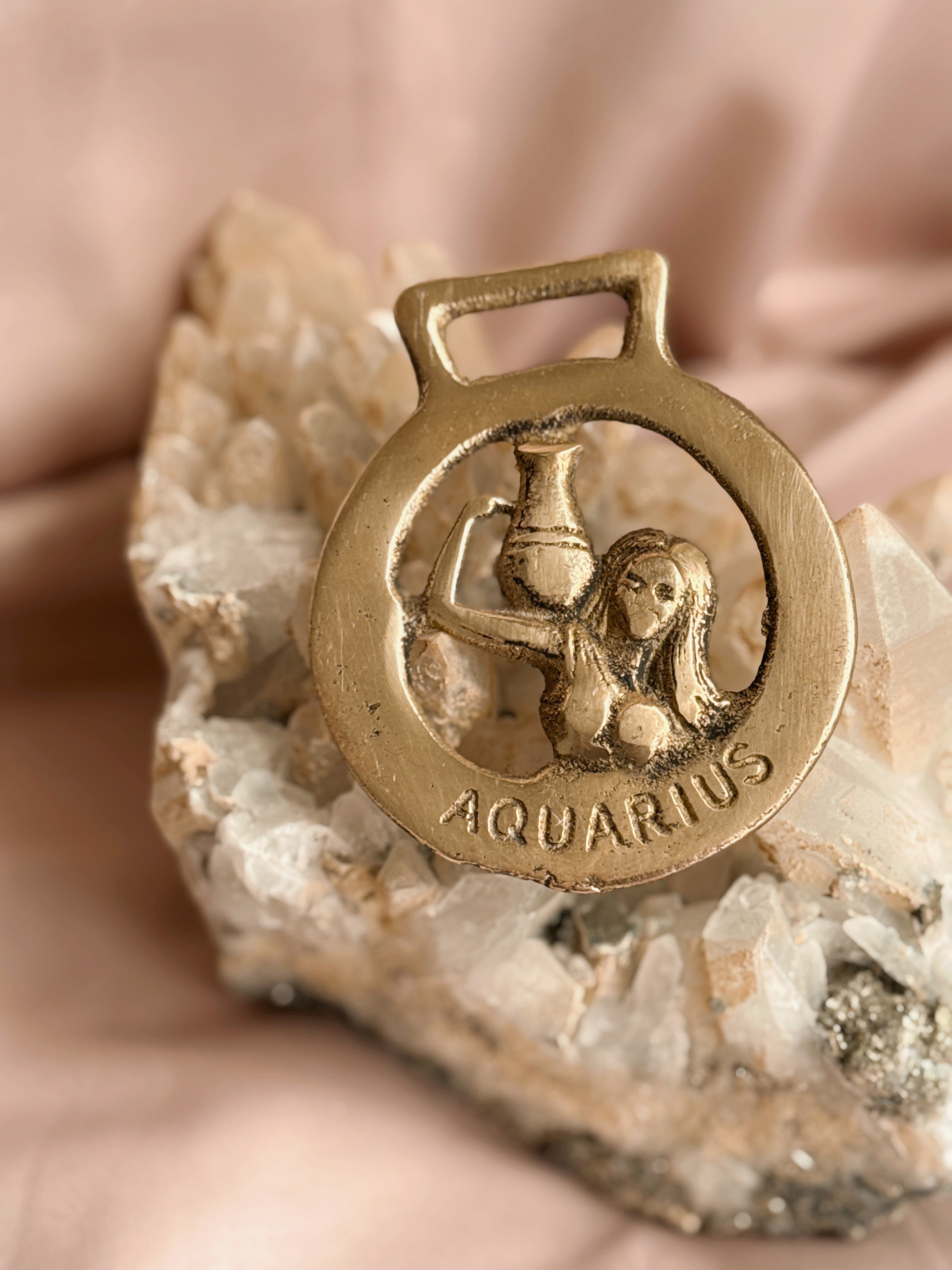 Vintage Brass Aquarius Medallion No.2