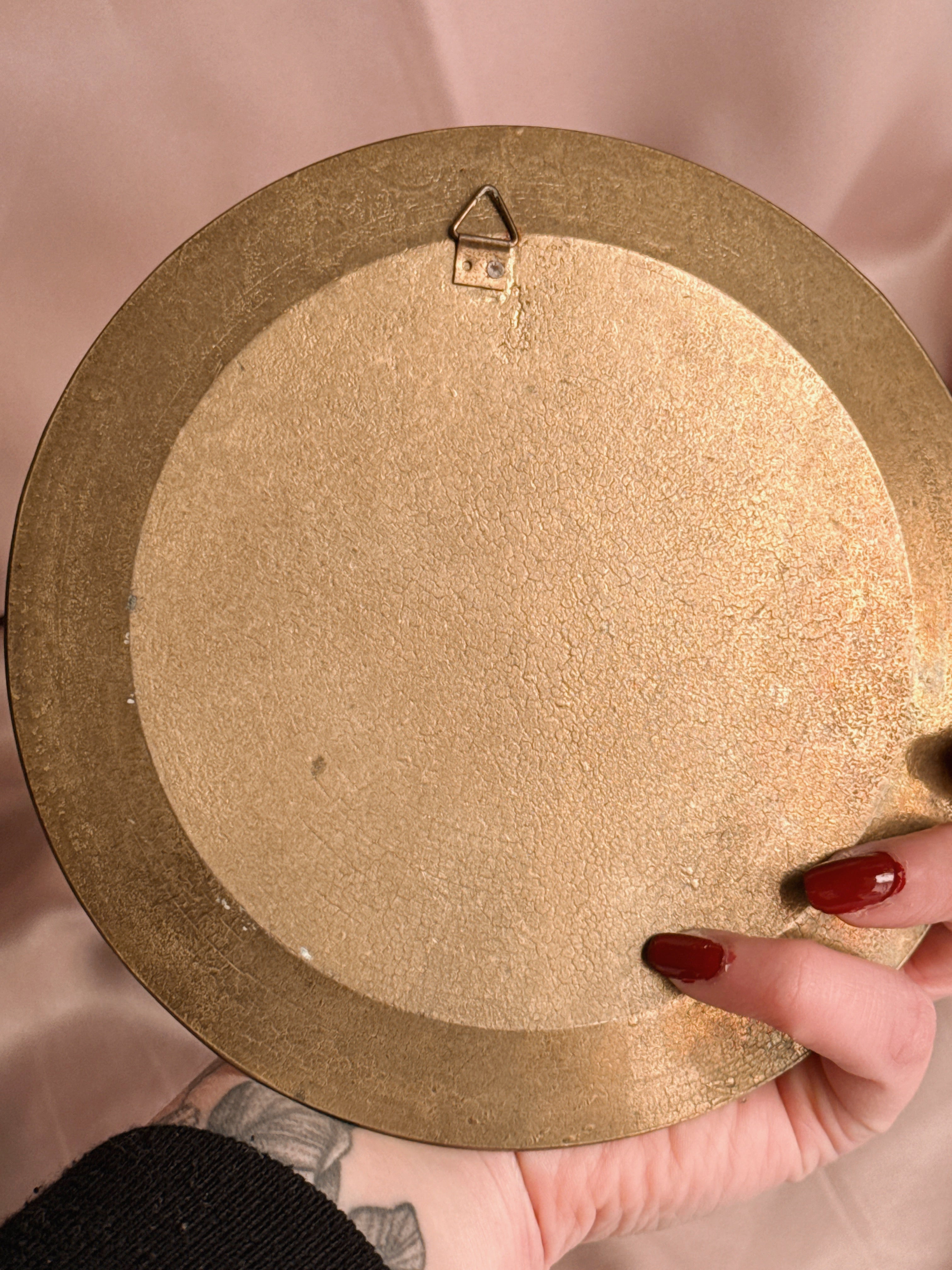 Vintage Brass + Enamel Floral Plate
