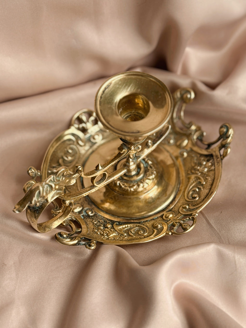 Vintage Brass Ornate Candlestick Holder