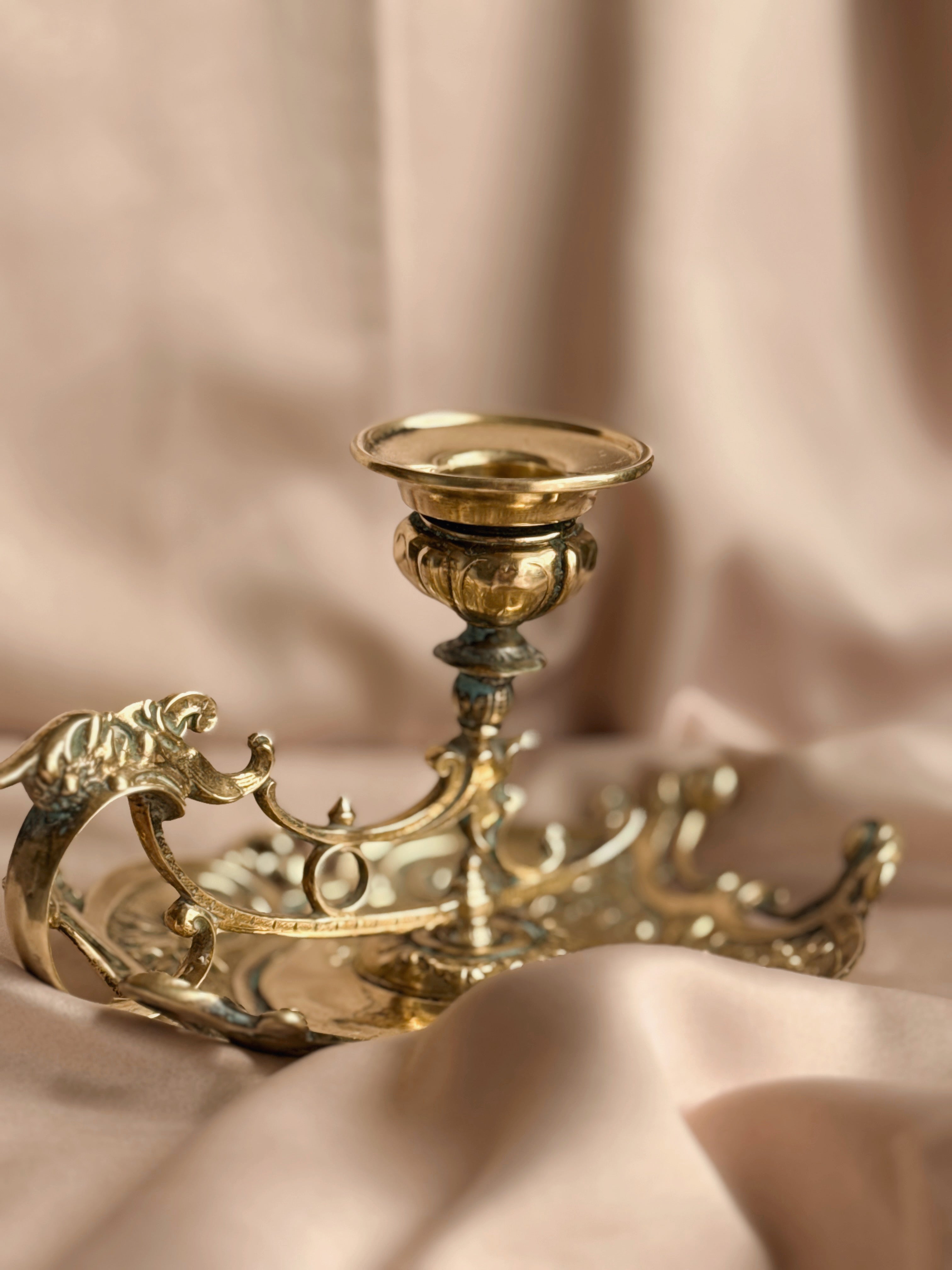 Vintage Brass Ornate Candlestick Holder