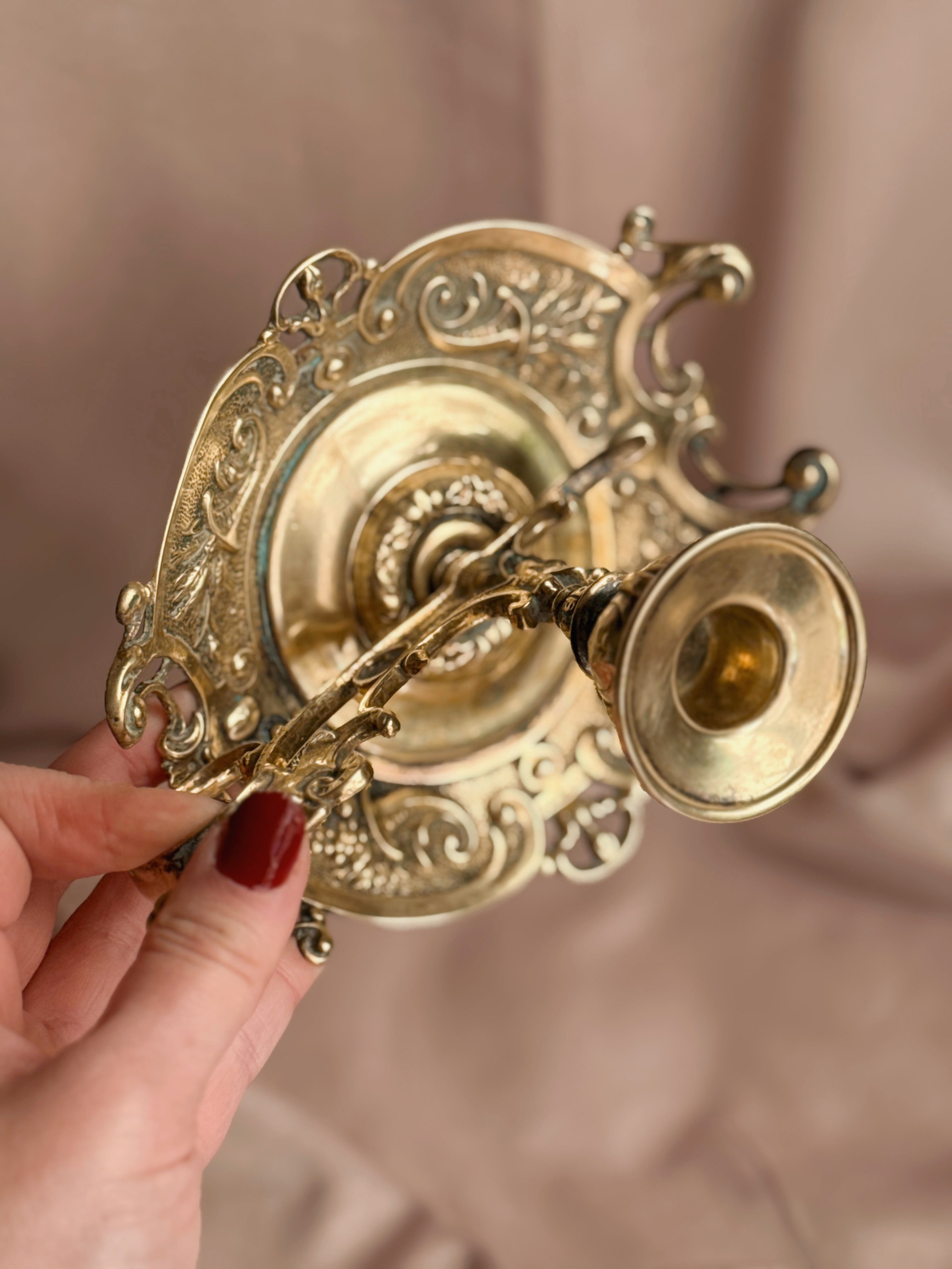 Vintage Brass Ornate Candlestick Holder