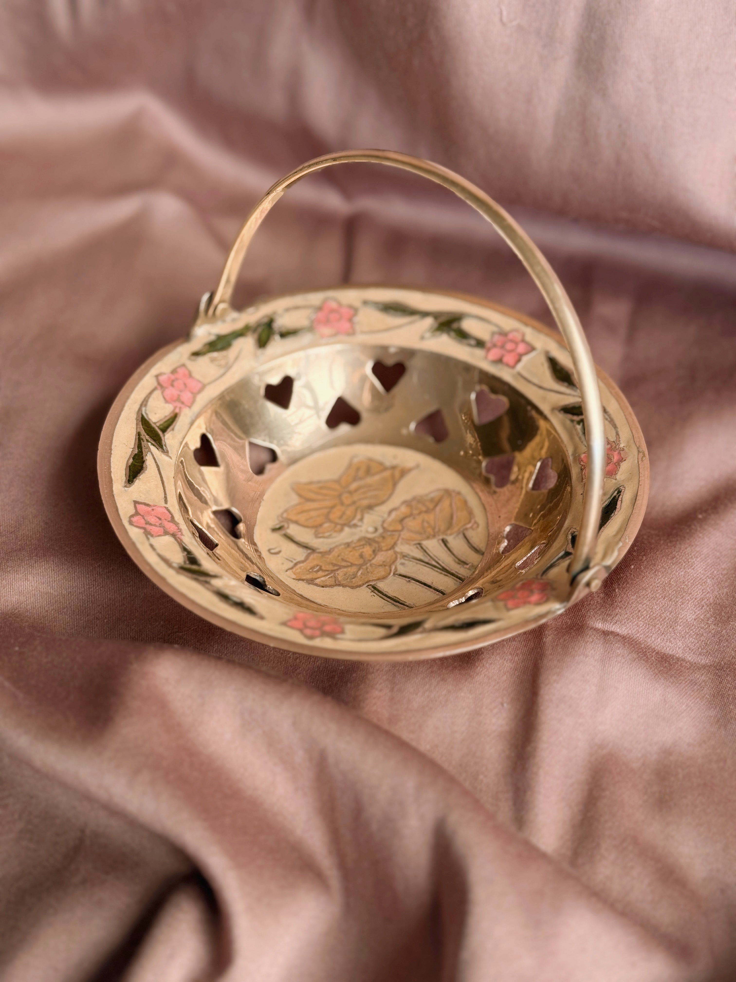 Vintage Brass + Enamel Trinket Dish