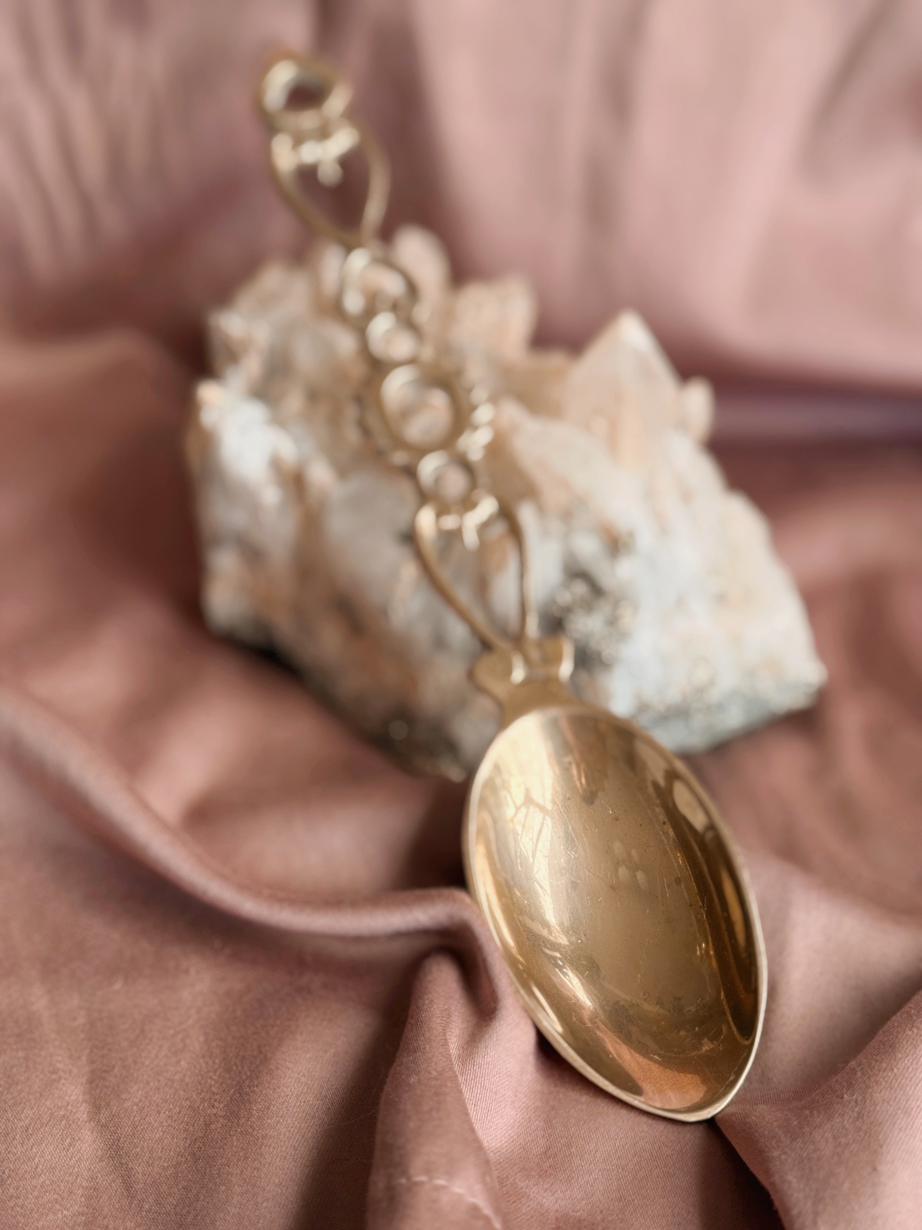 Vintage Large Brass Love Spoon