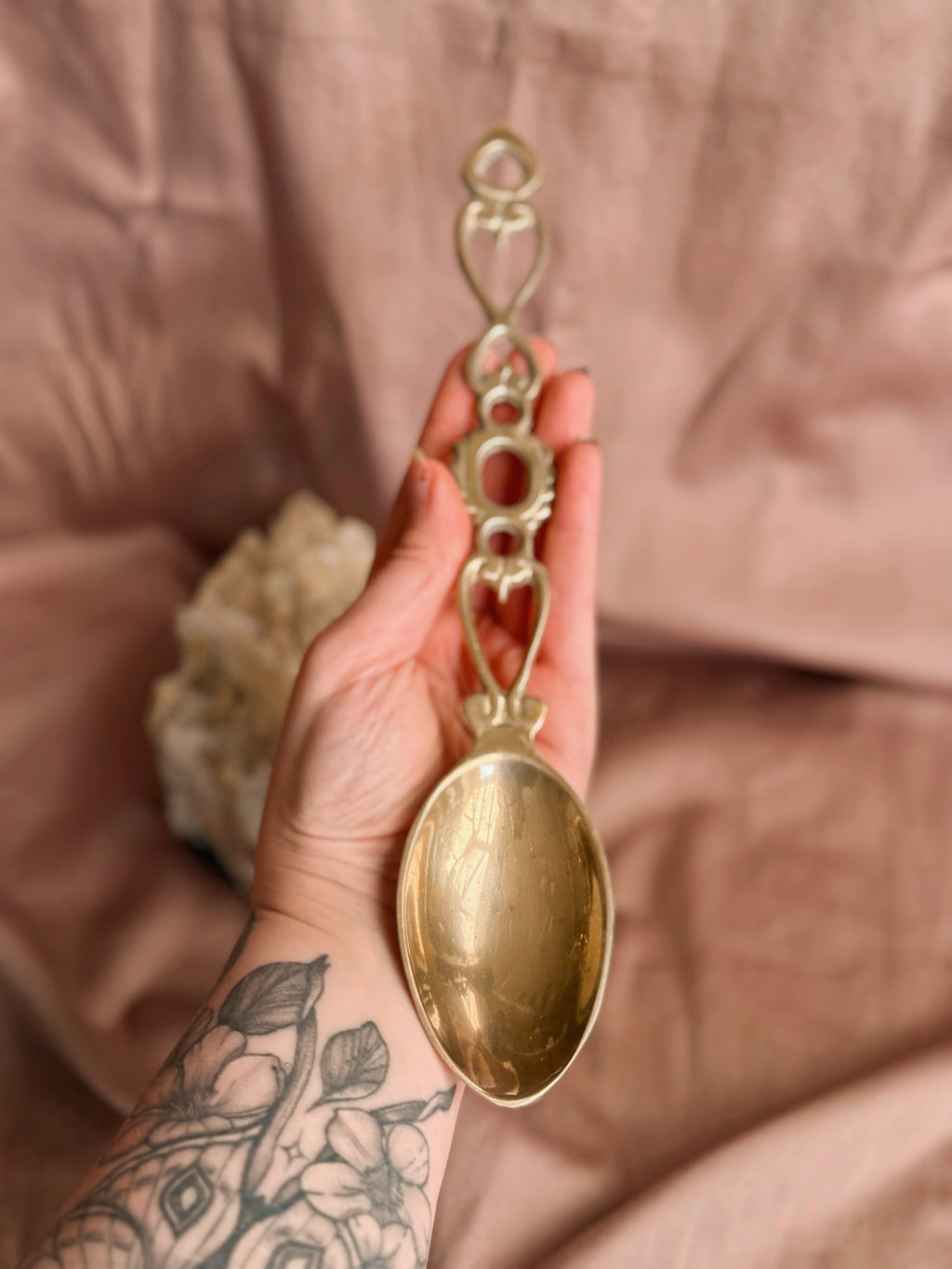 Vintage Large Brass Love Spoon
