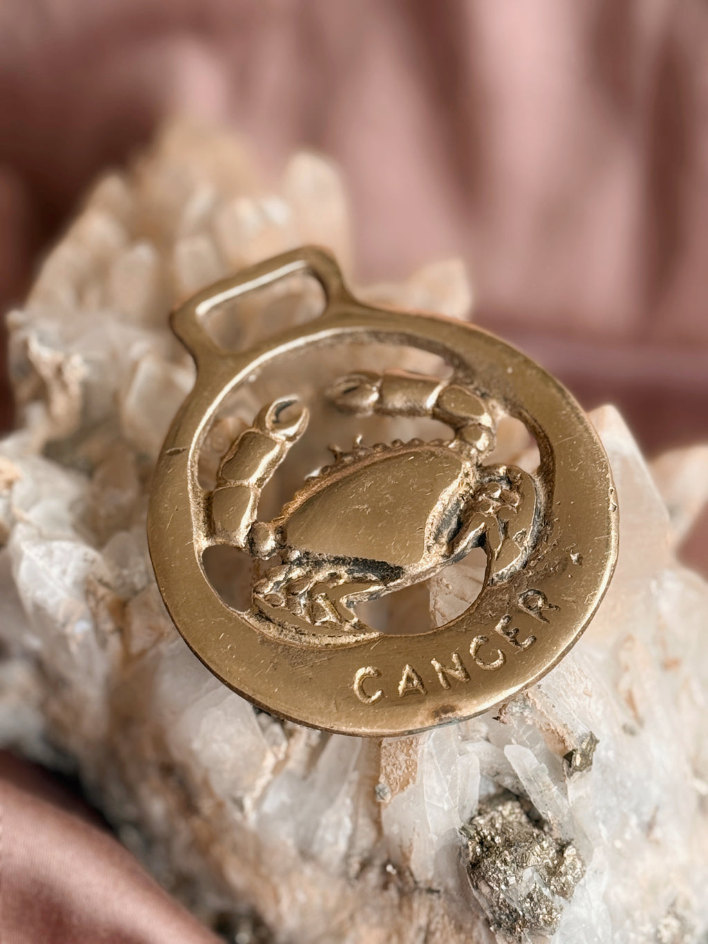 Vintage Brass Cancer Medallion