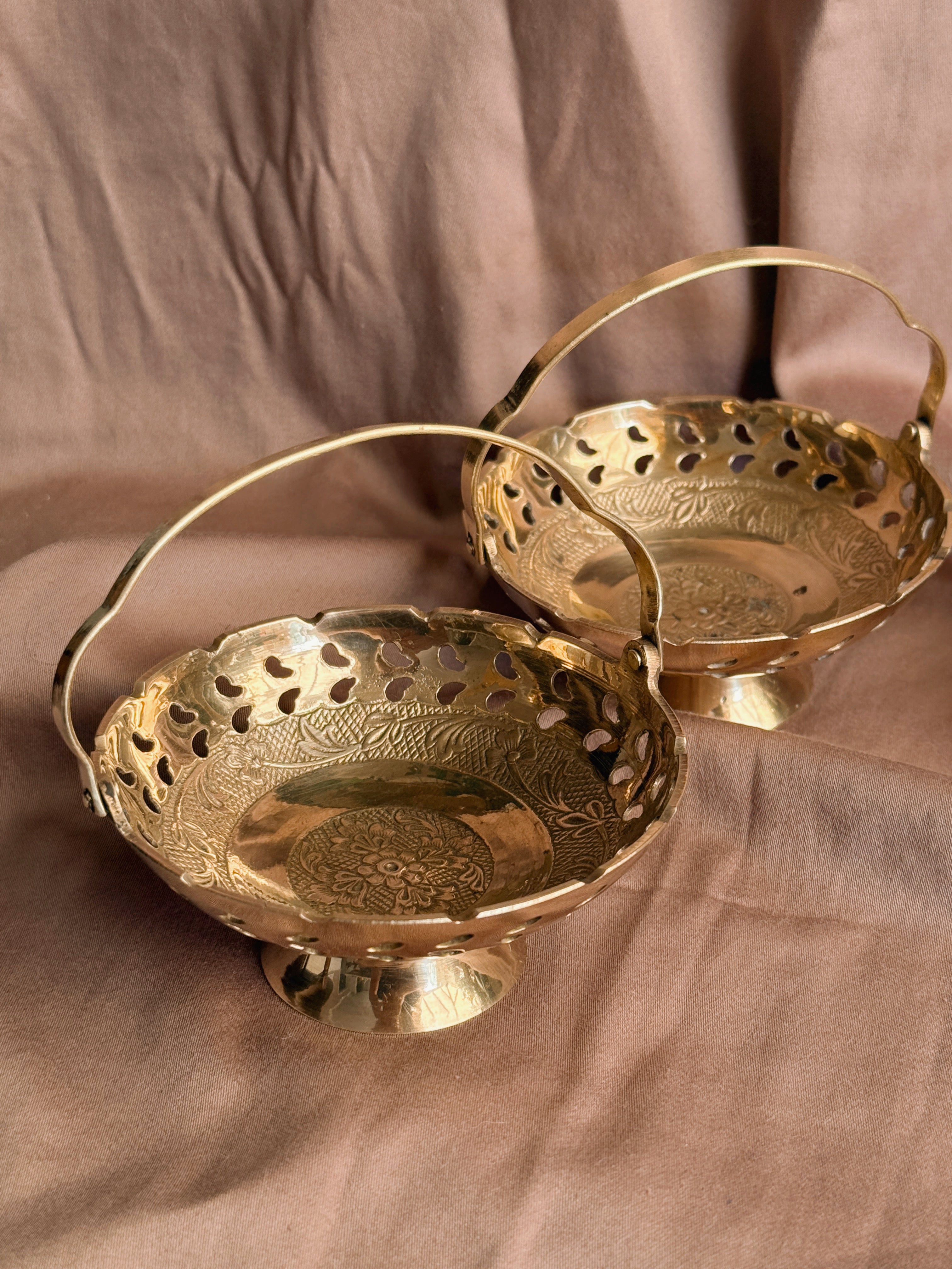 Vintage Brass Trinket Basket