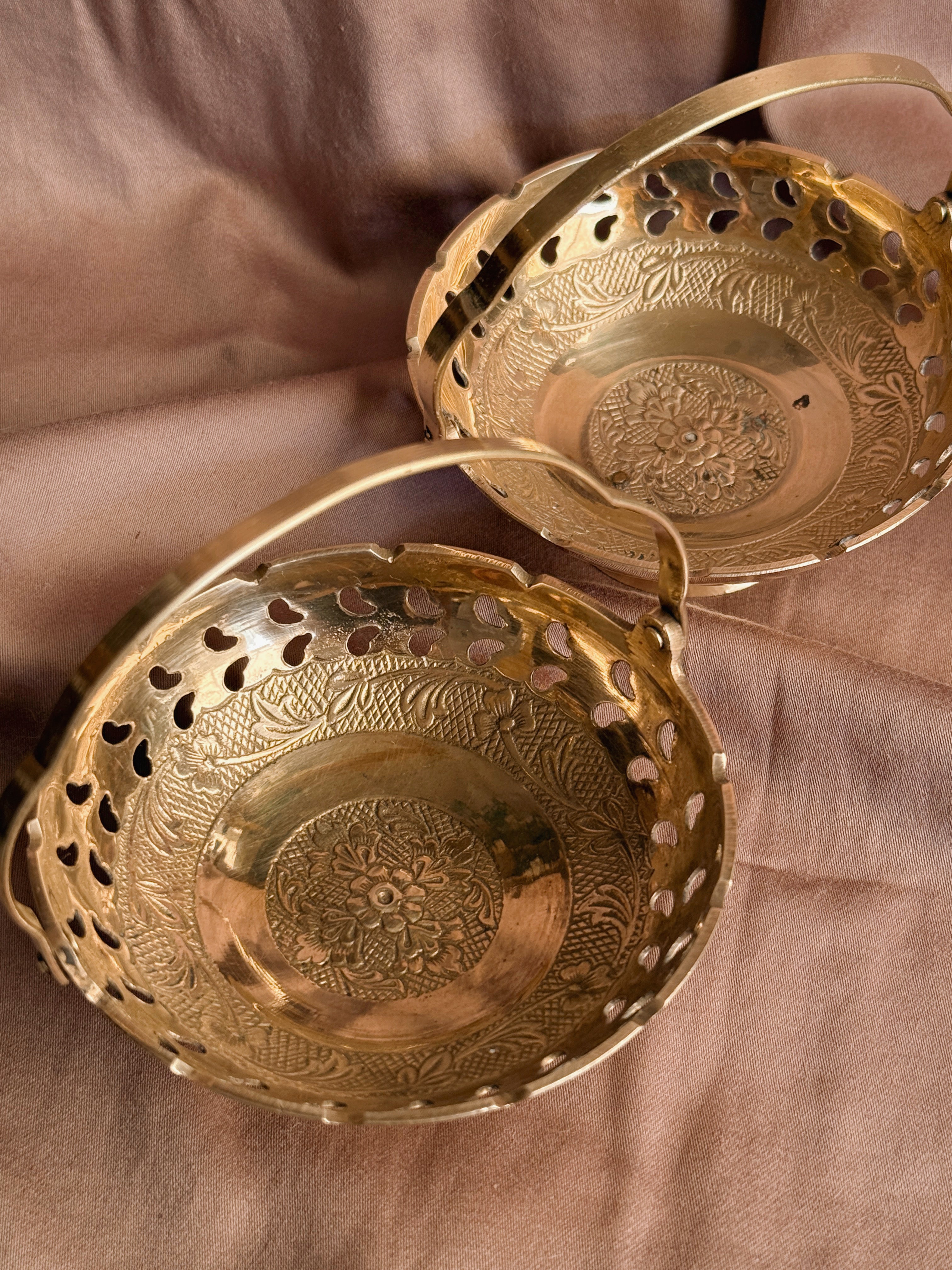 Vintage Brass Trinket Basket