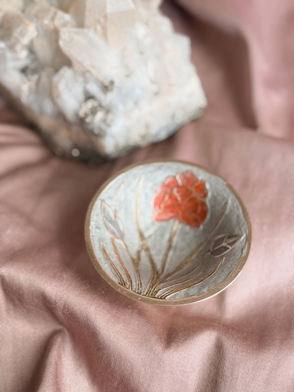 Vintage Brass + Enamel Trinket Dish