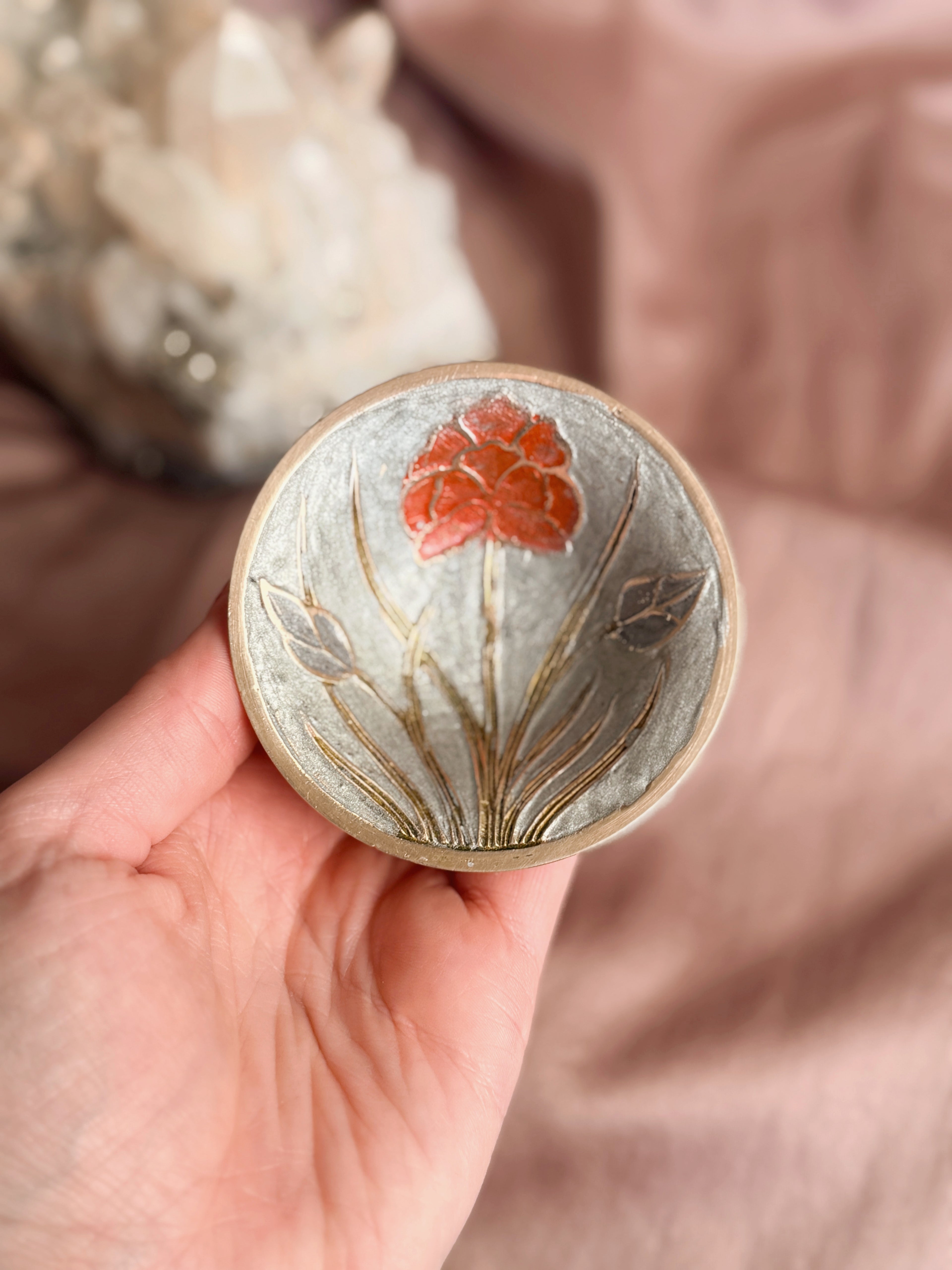 Vintage Brass + Enamel Trinket Dish