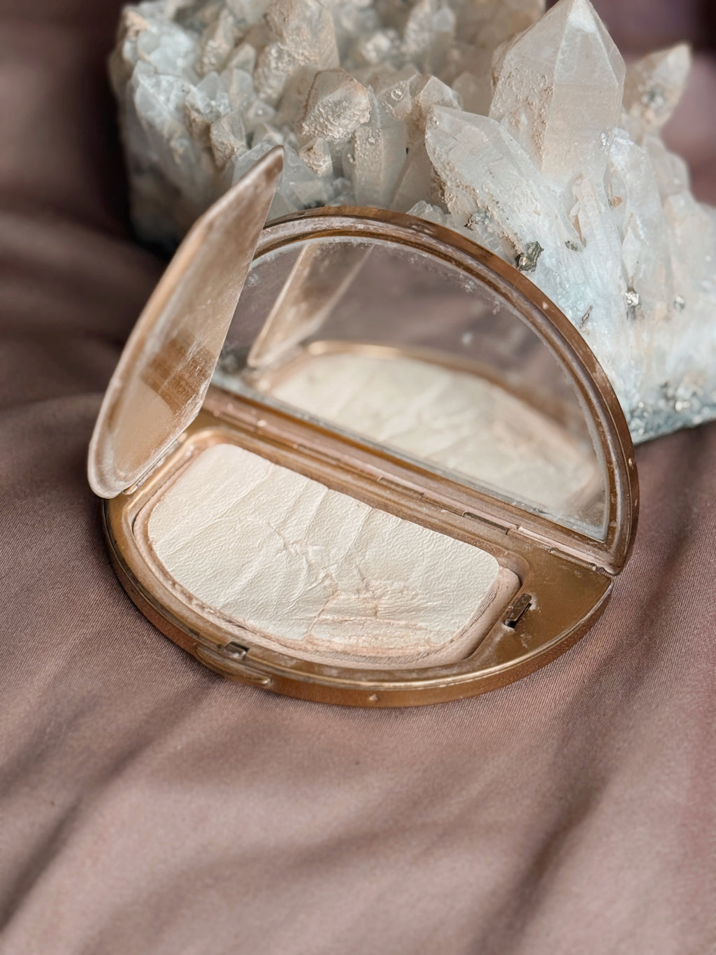 Vintage Half Moon Powder Compact