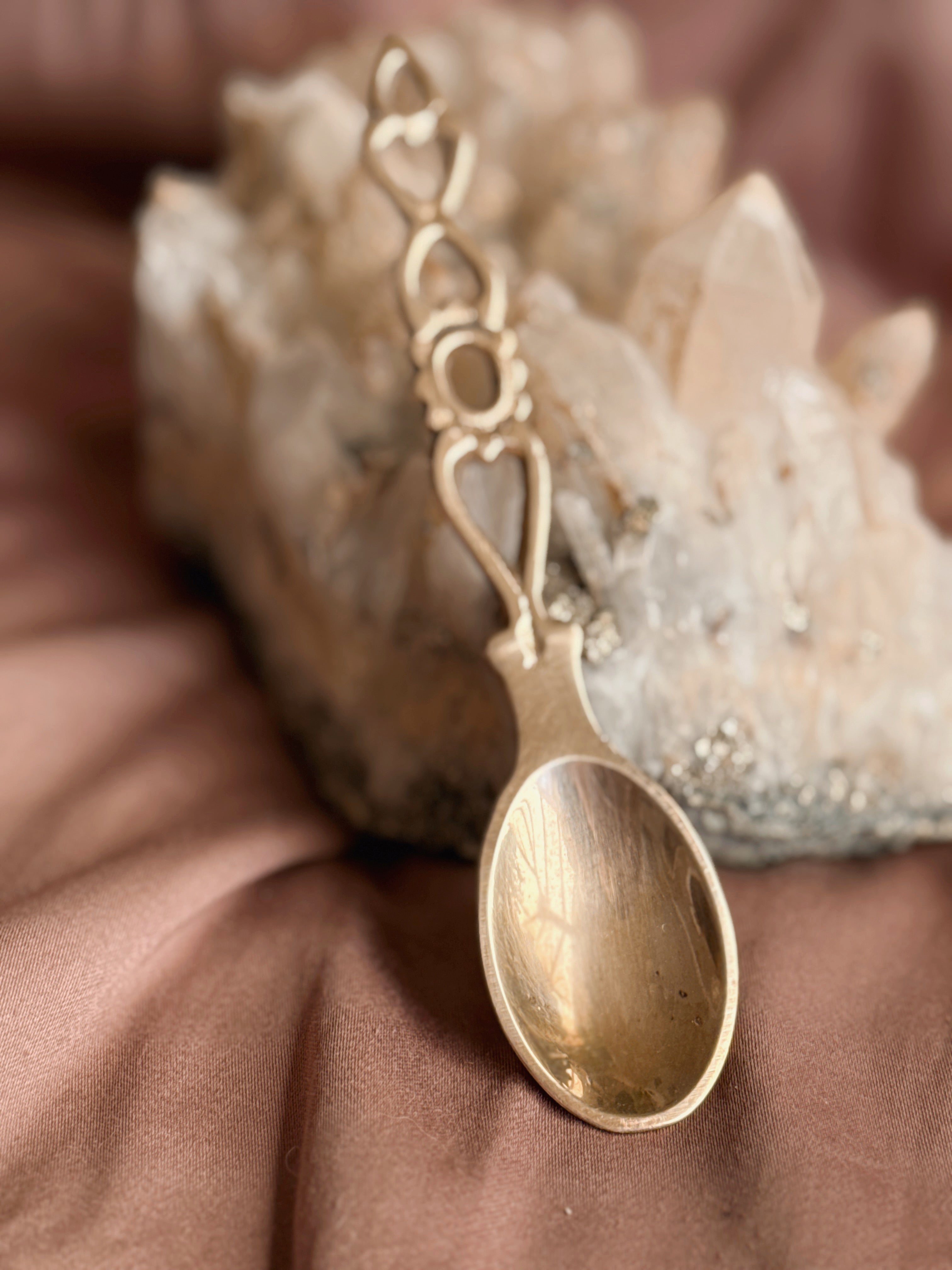 Vintage Small Brass Love Spoon